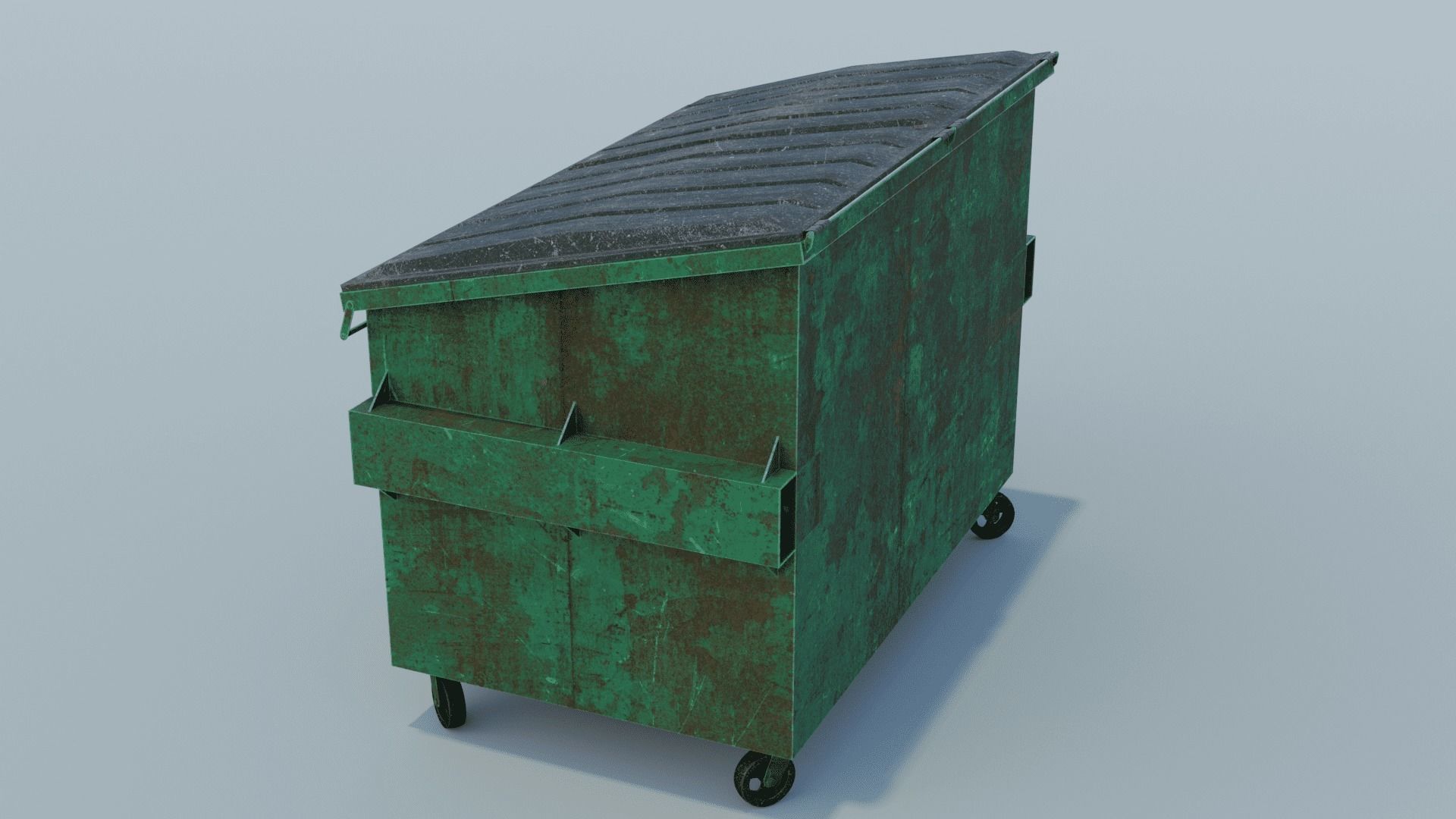 Dumpster trash can on wheels Low-poly 3D model_19