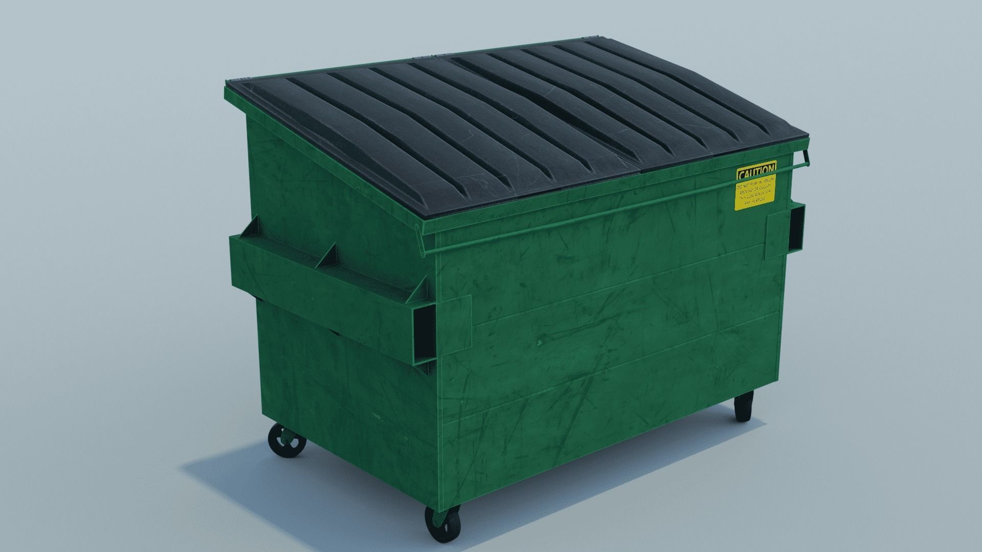 Dumpster trash can on wheels Low-poly 3D model_7