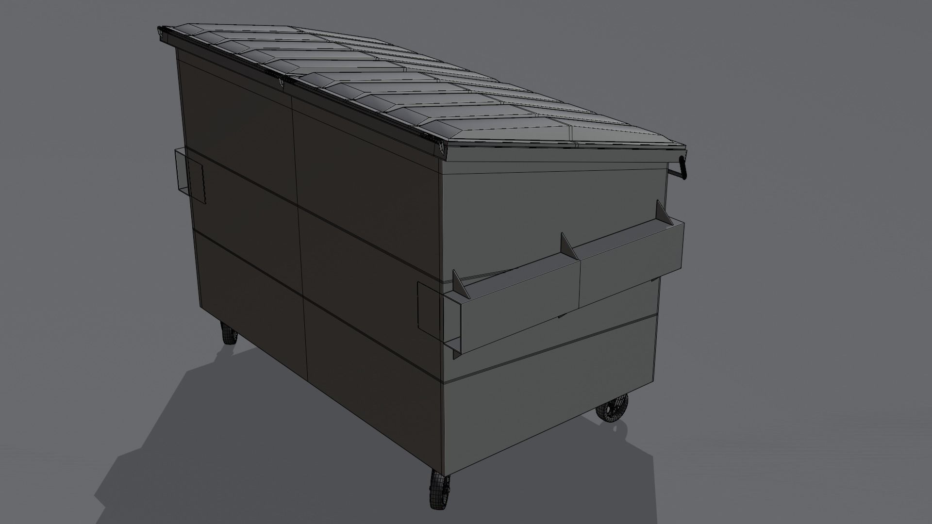 Dumpster trash can on wheels Low-poly 3D model_42