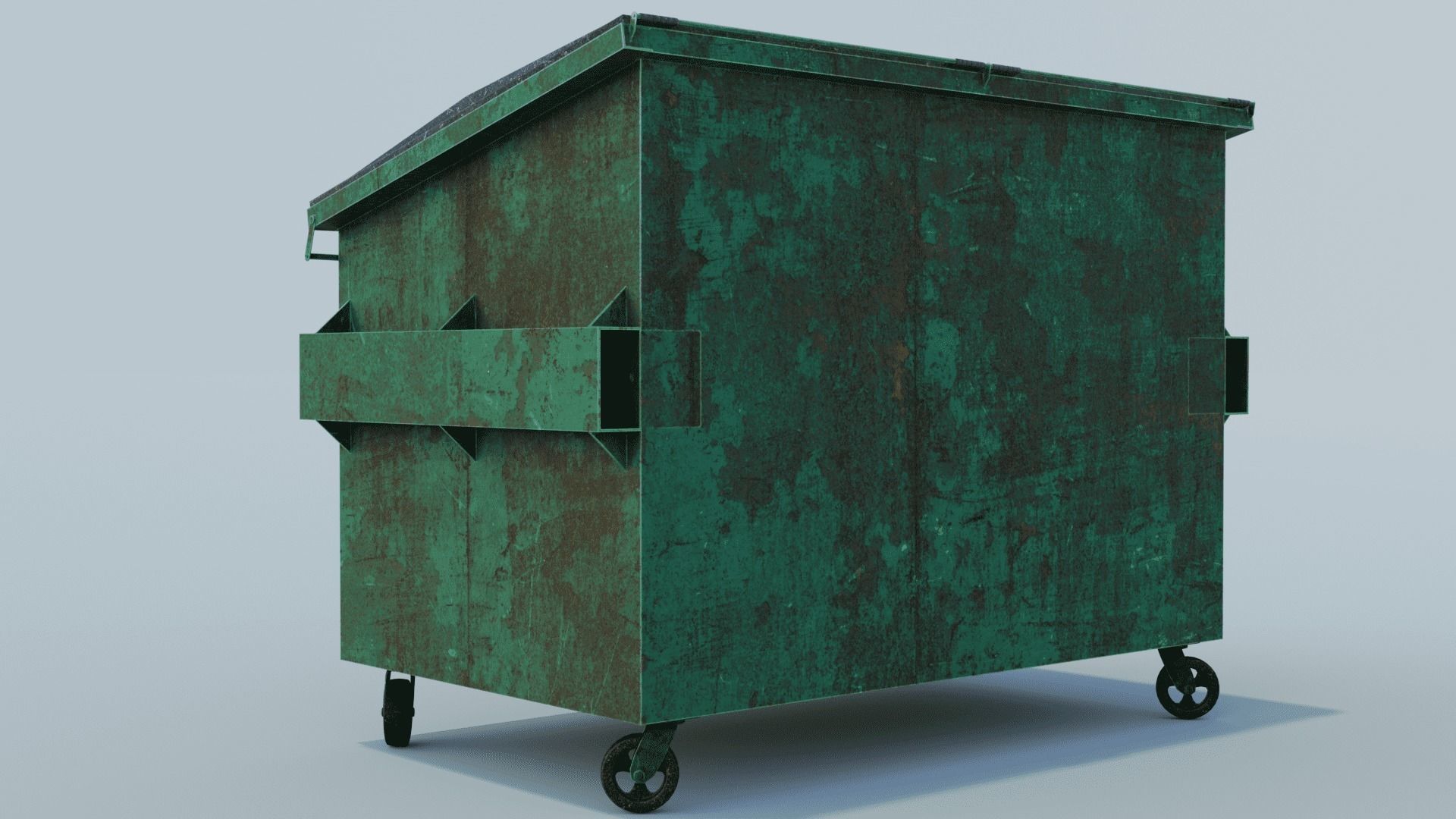 Dumpster trash can on wheels Low-poly 3D model_23