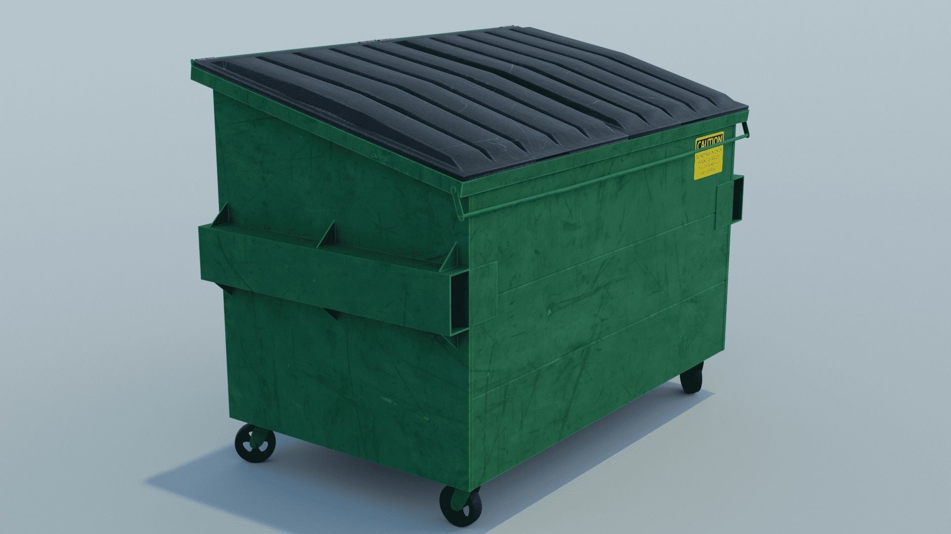 Dumpster trash can on wheels Low-poly 3D model_6