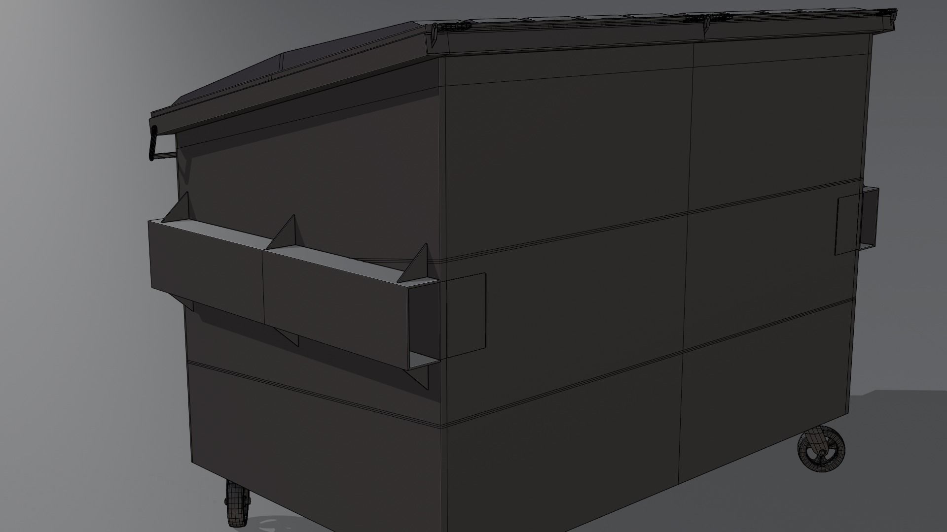Dumpster trash can on wheels Low-poly 3D model_38