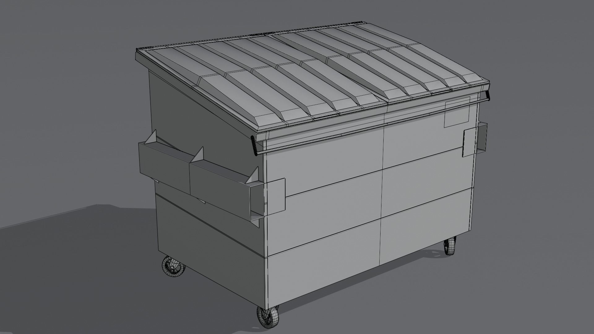 Dumpster trash can on wheels Low-poly 3D model_35