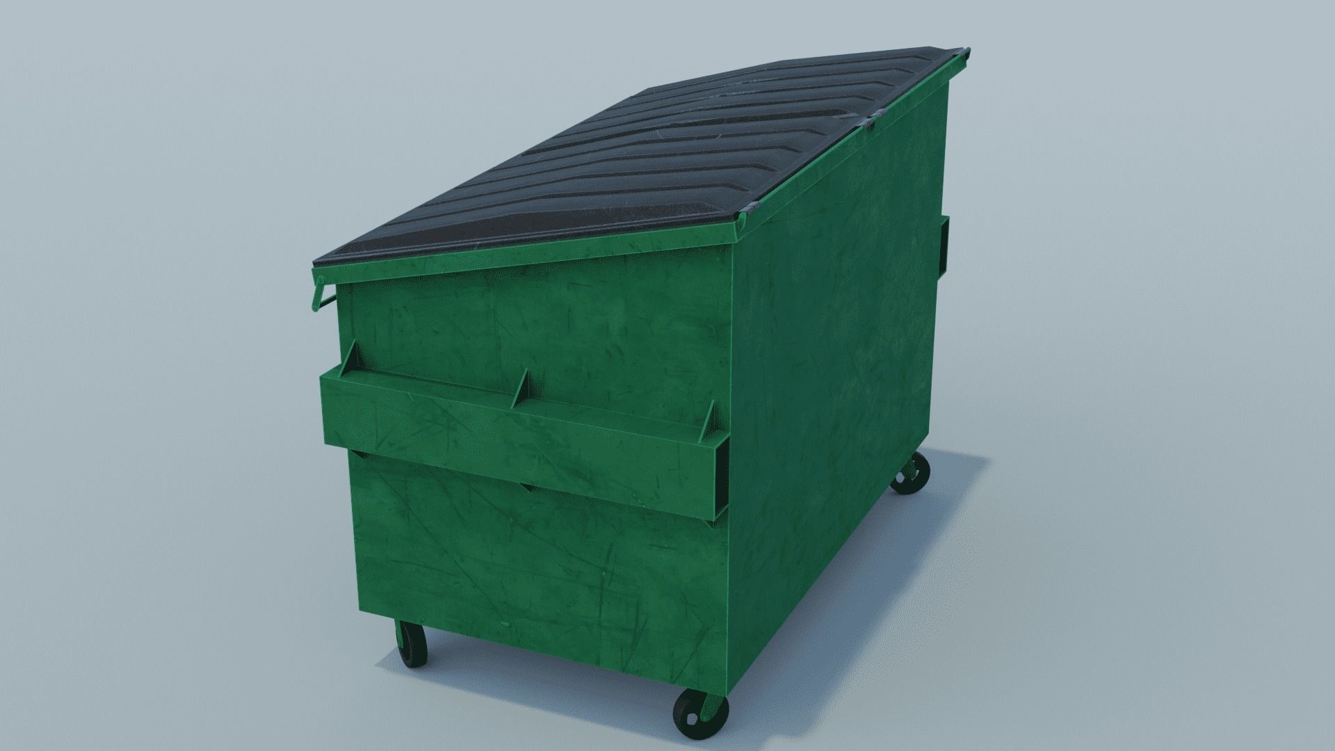 Dumpster trash can on wheels Low-poly 3D model_9