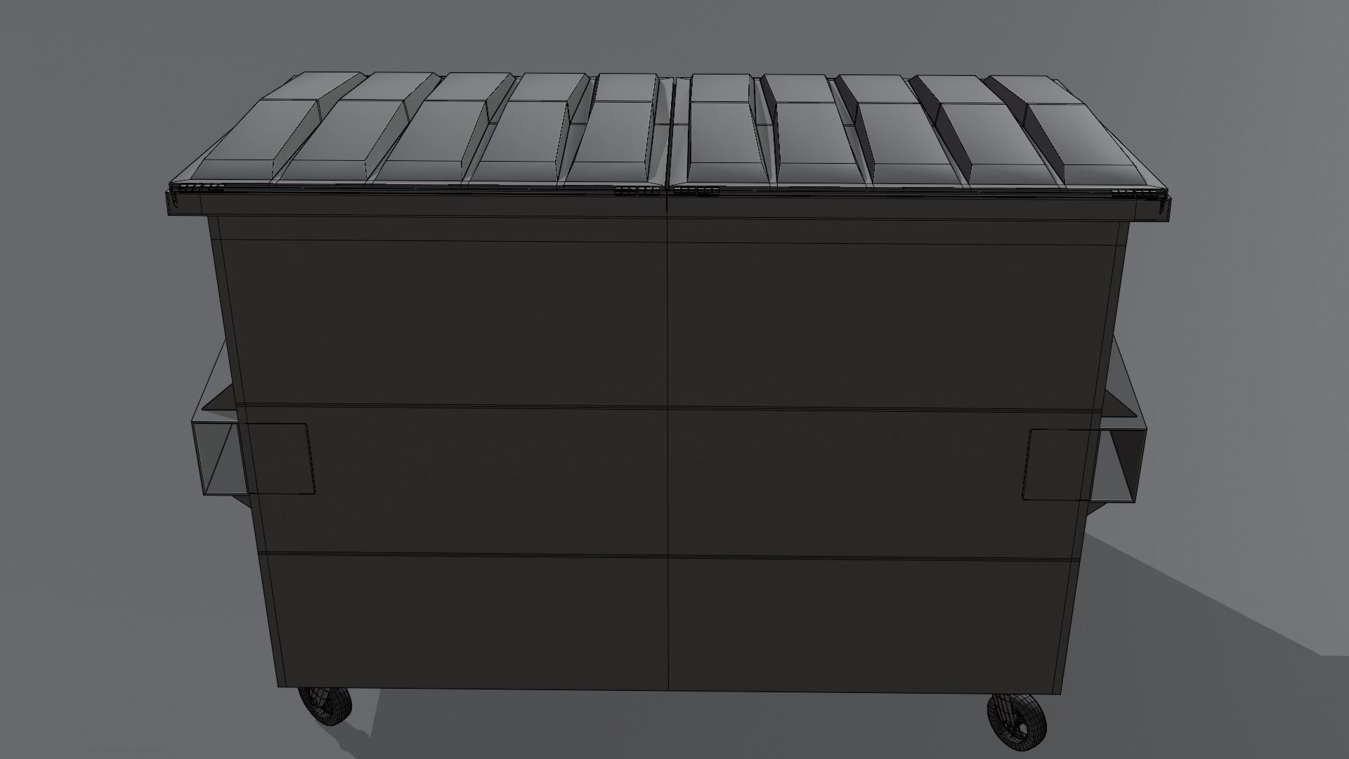Dumpster trash can on wheels Low-poly 3D model_36