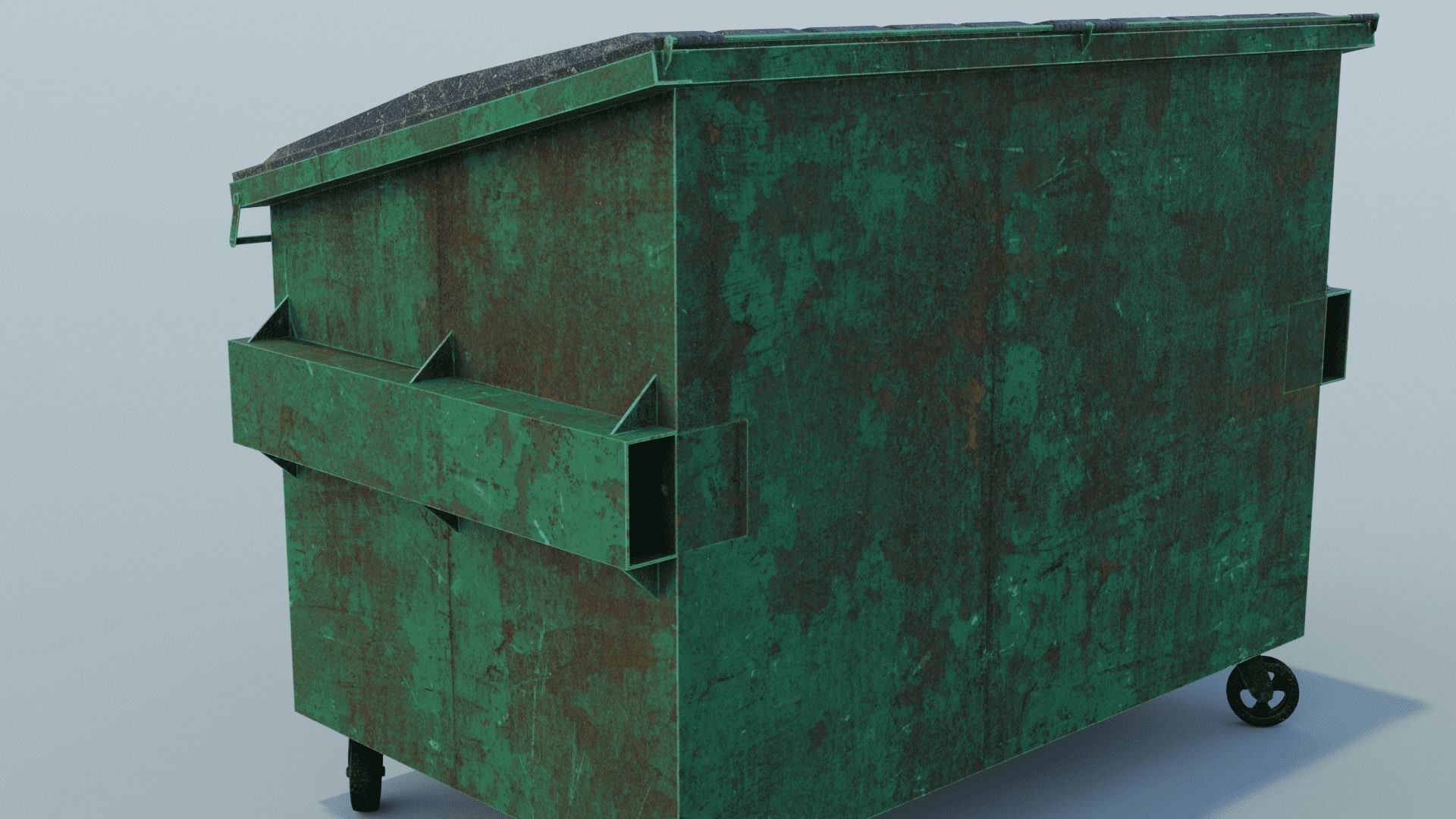 Dumpster trash can on wheels Low-poly 3D model_20