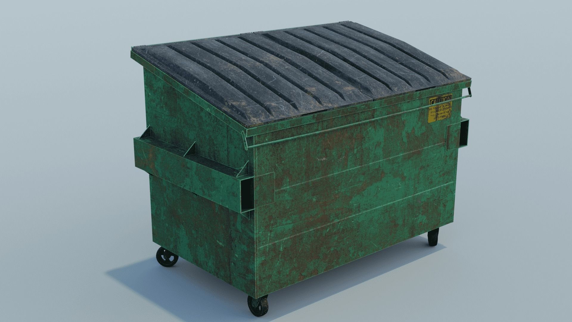 Dumpster trash can on wheels Low-poly 3D model_17