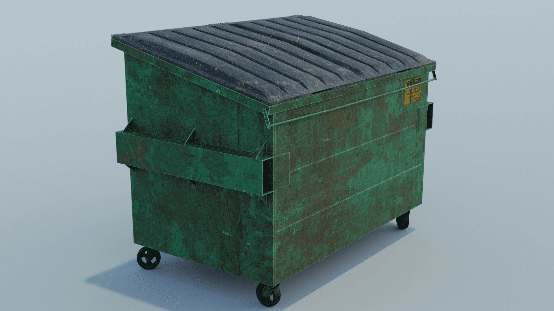 Dumpster trash can on wheels Low-poly 3D model_16