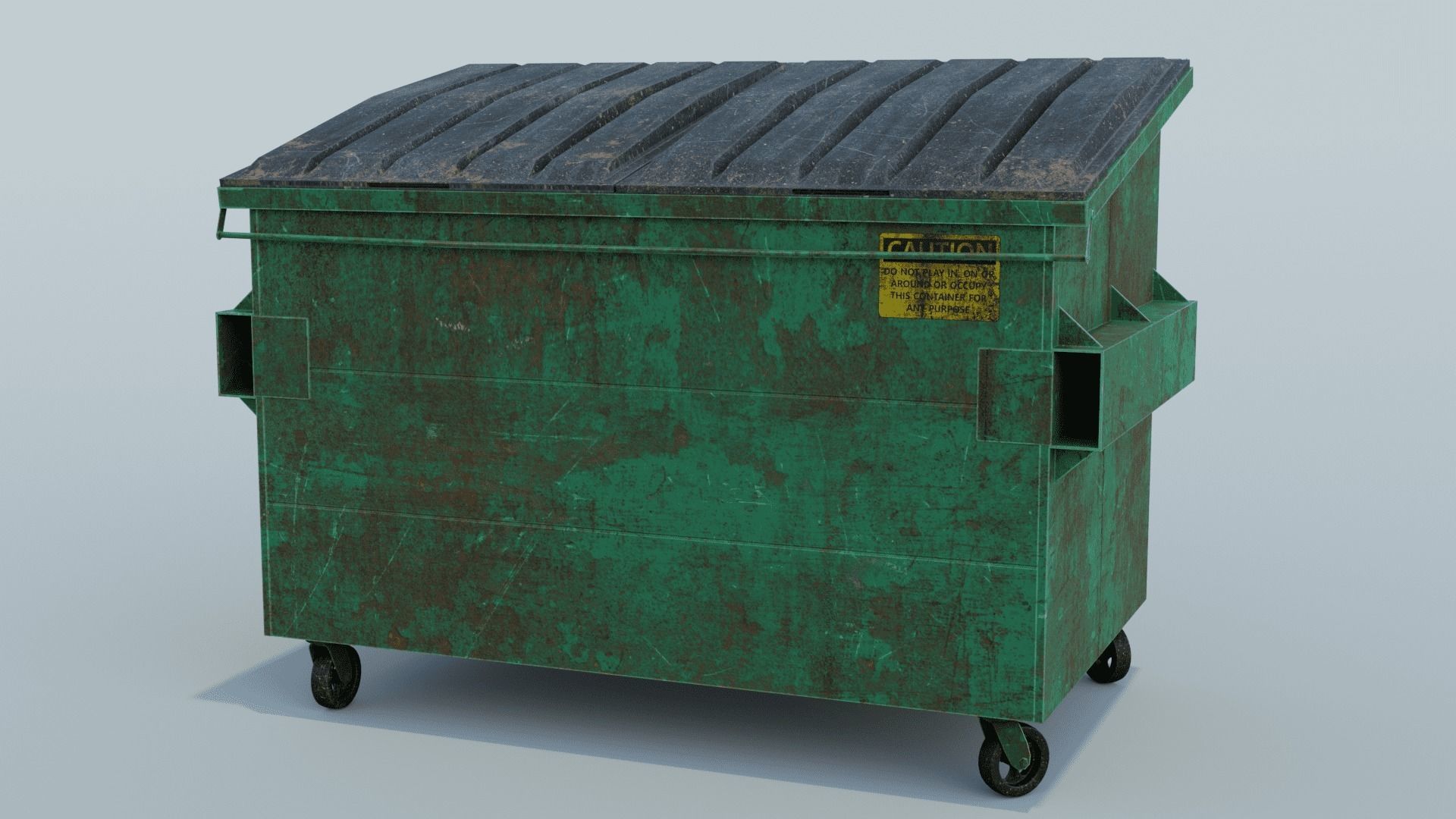Dumpster trash can on wheels Low-poly 3D model_15