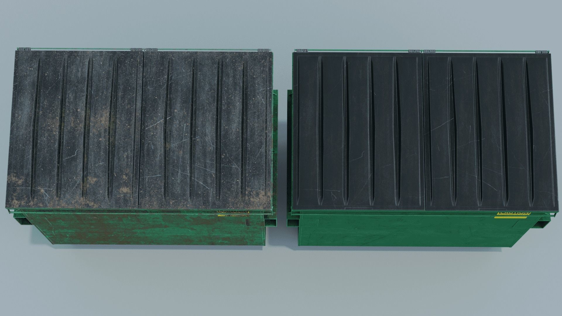 Dumpster trash can on wheels Low-poly 3D model_2