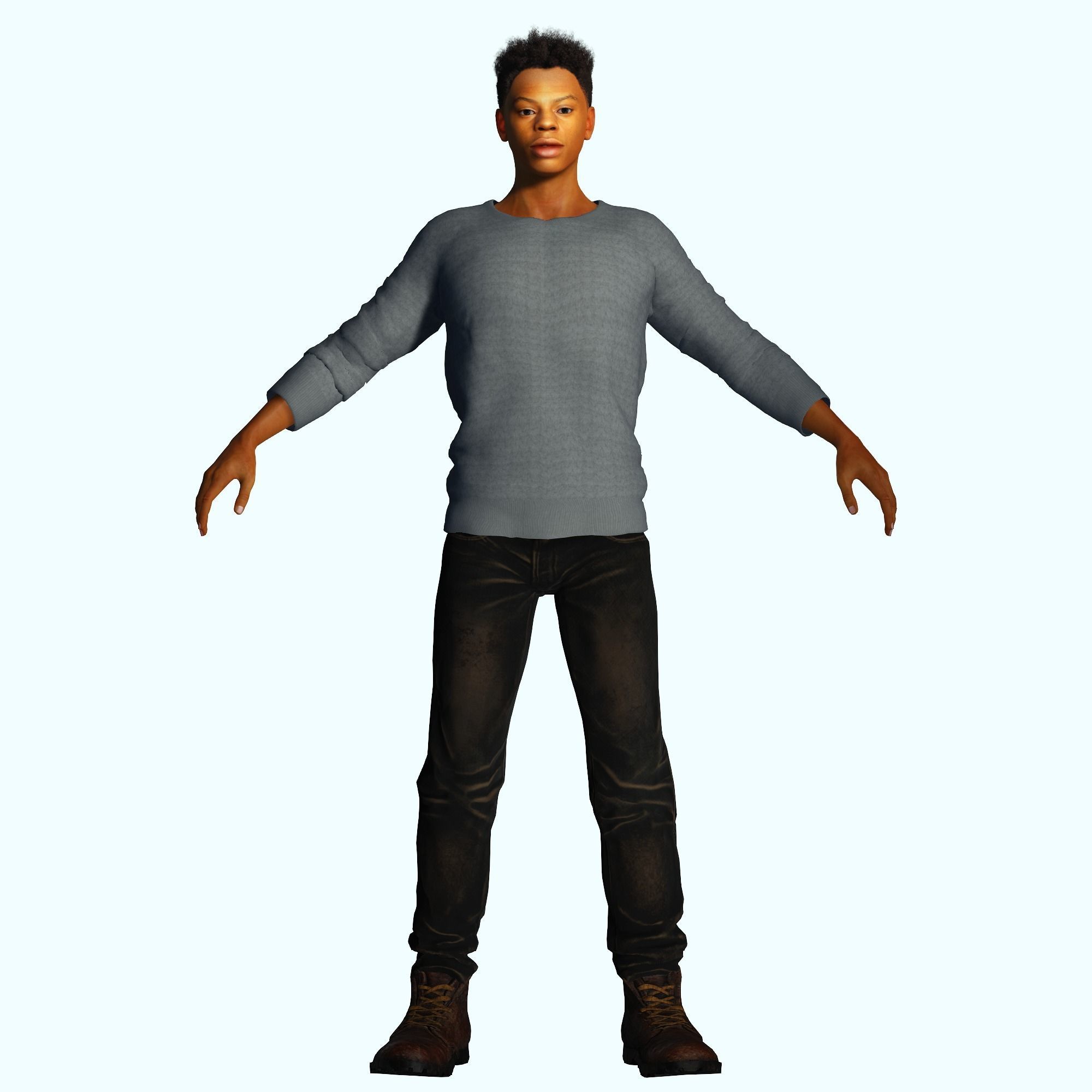 Man 3D Rigged model ready for animation Low-poly 3D model_5