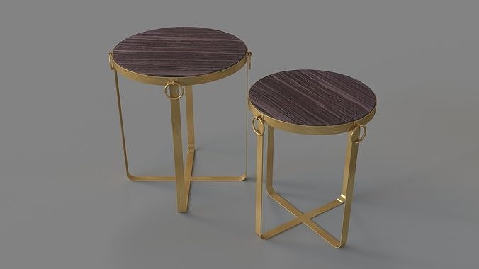 Onix Set Of 2 Tables Purple And Antique Gold 3D model
