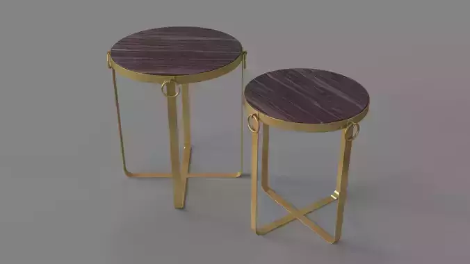 Onix Set Of 2 Tables Purple And Antique Gold