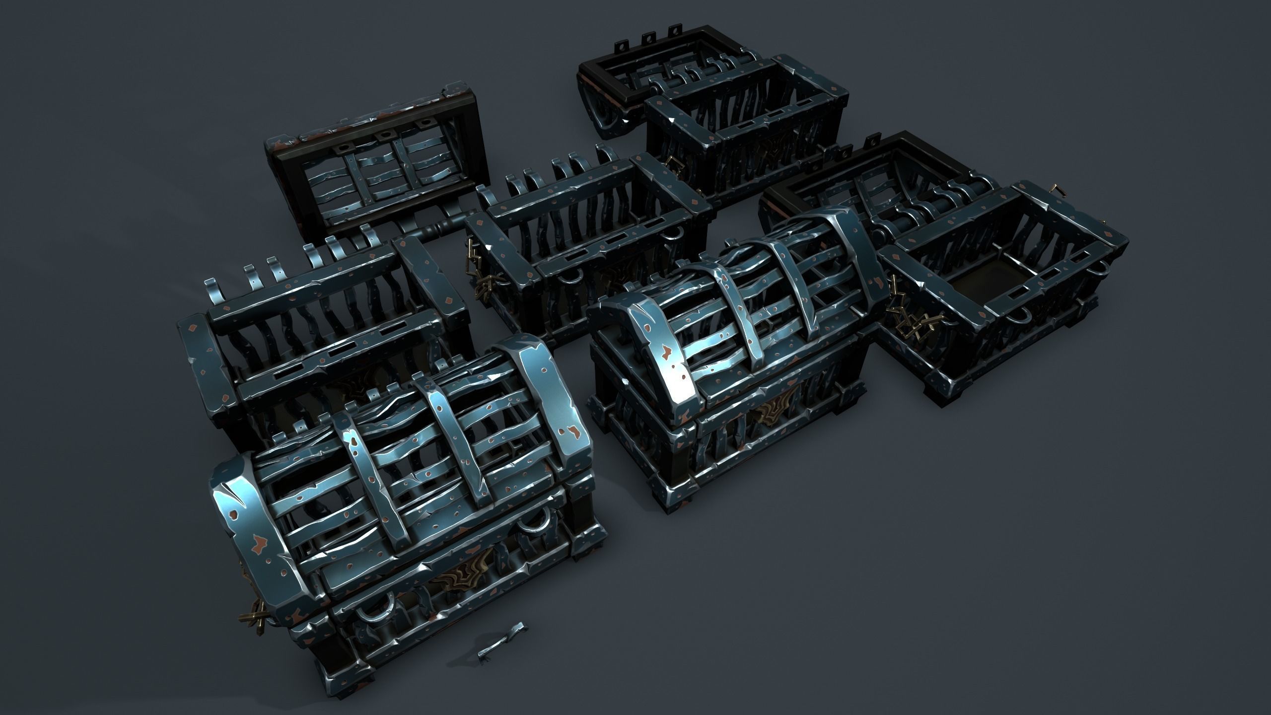 Prison chest Low-poly 3D model_26