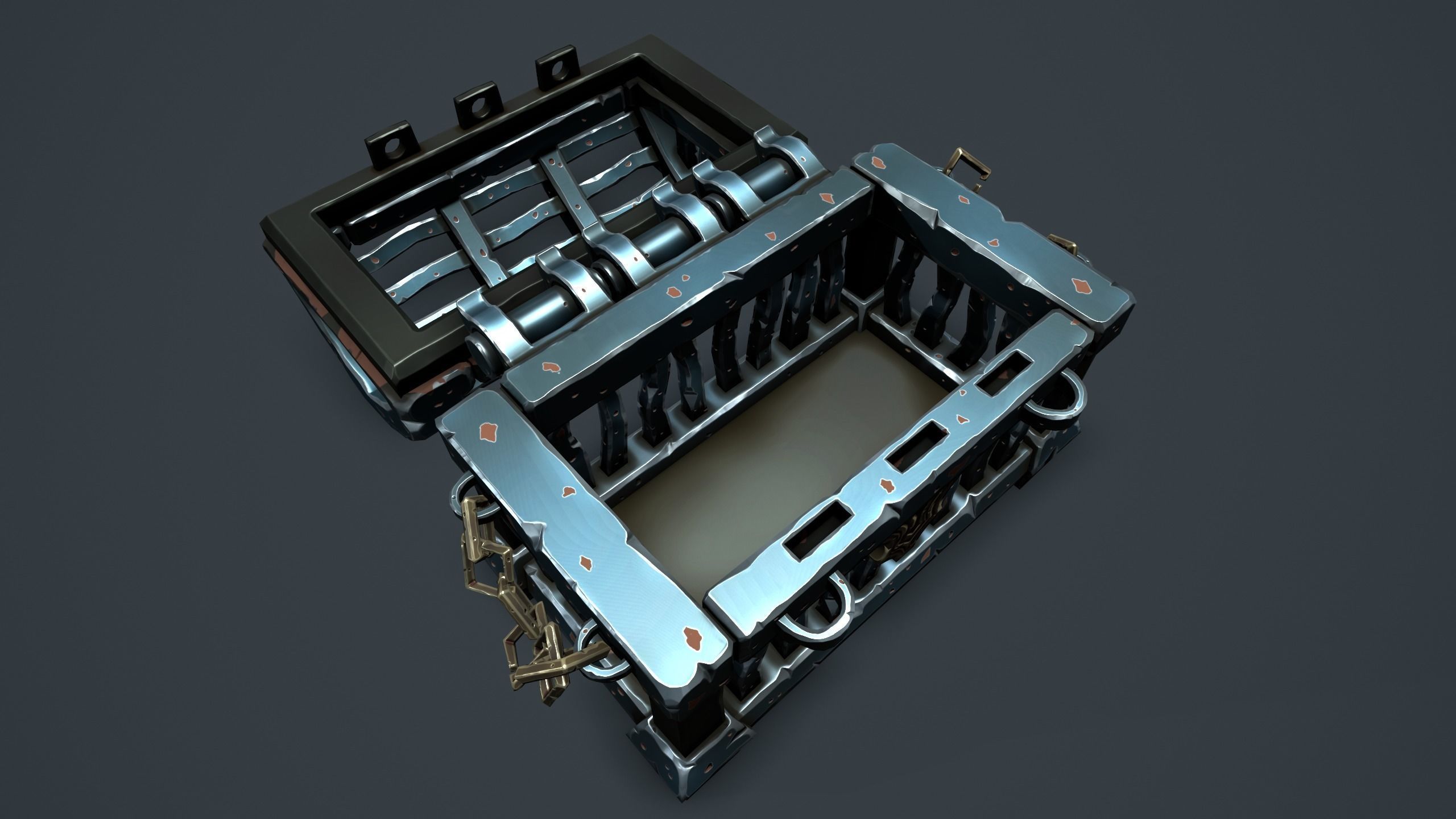 Prison chest Low-poly 3D model_17