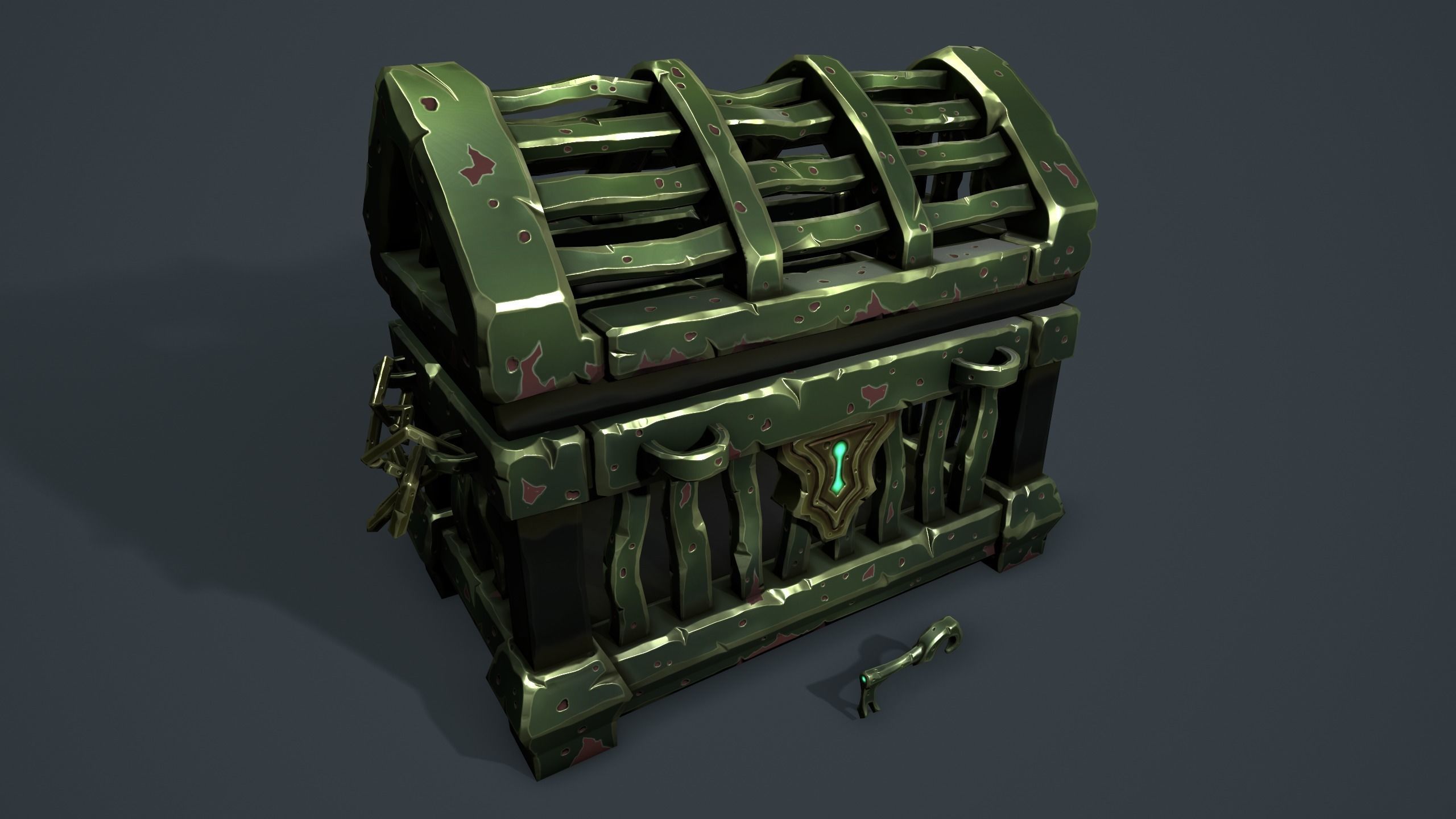 Prison chest Low-poly 3D model_3