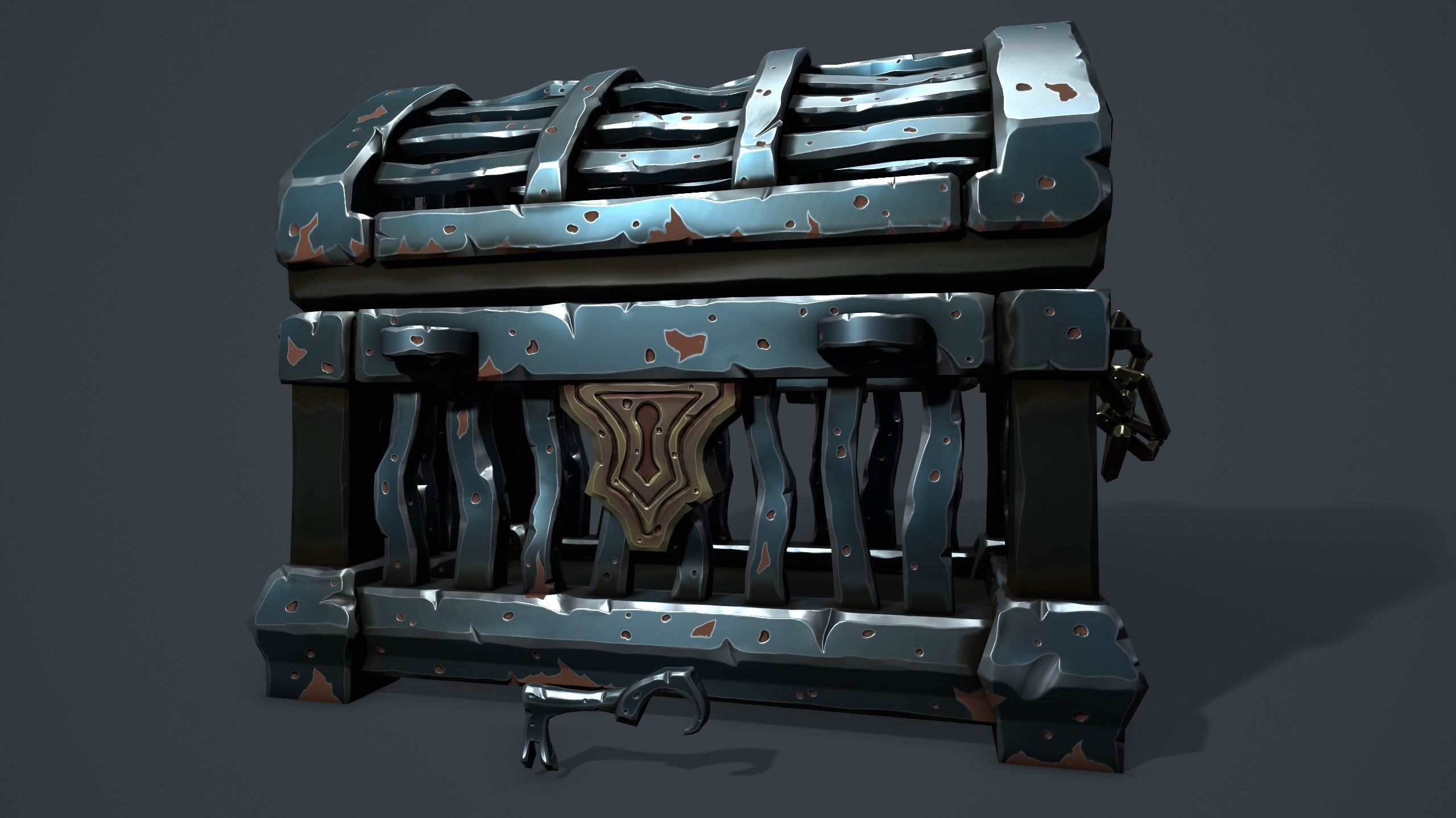 Prison chest Low-poly 3D model_9