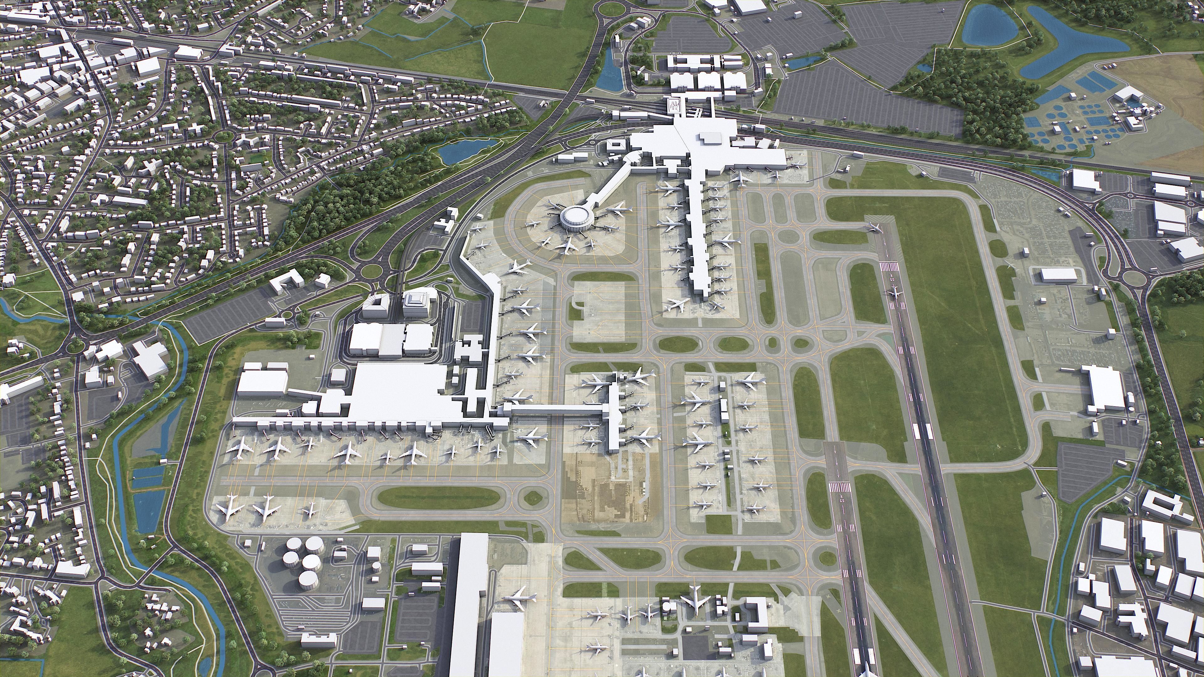 Gatwick Airport Low-poly 3D model_3
