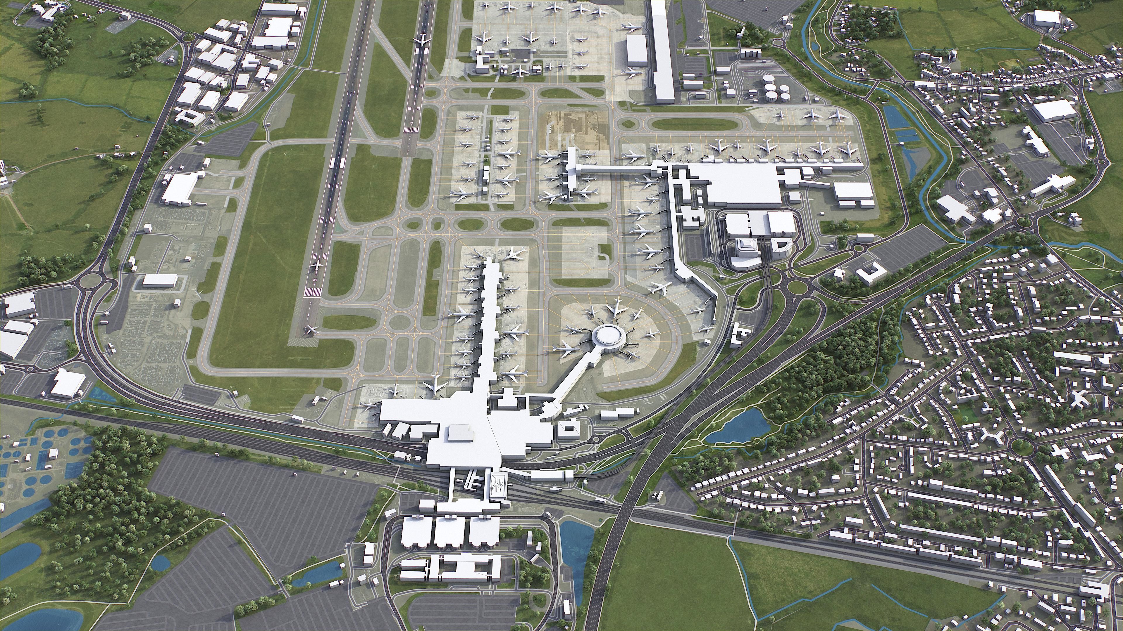 Gatwick Airport Low-poly 3D model_2