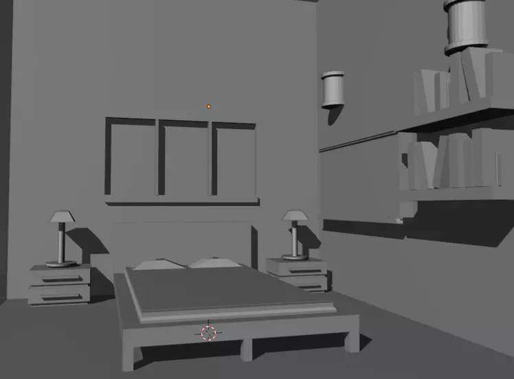 BEDROOM room with bed and lamp 3D model_0