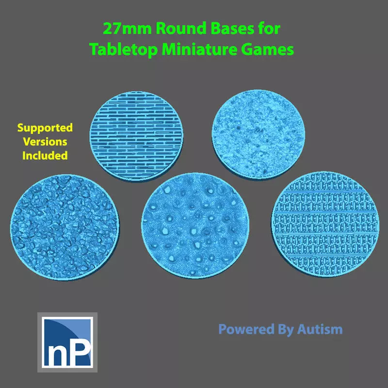 27mm Round Bases for Tabletop Miniature Games - pack 2 Free 3D print model