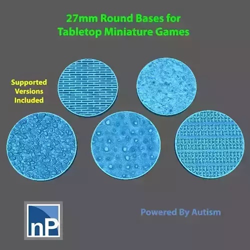 27mm Round Bases for Tabletop Miniature Games - pack 2