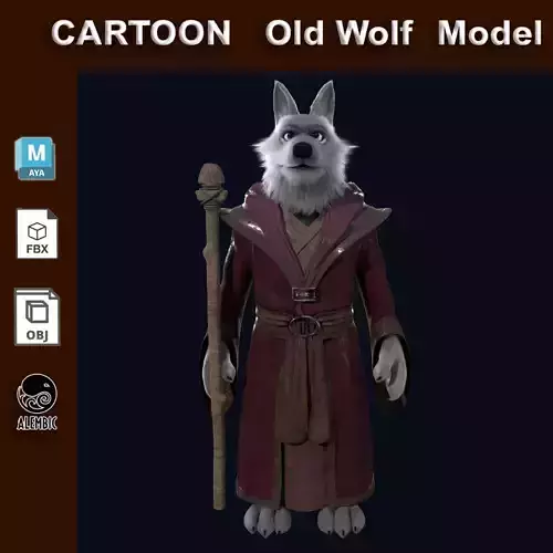  Cartoon Old Wolf NoRig 