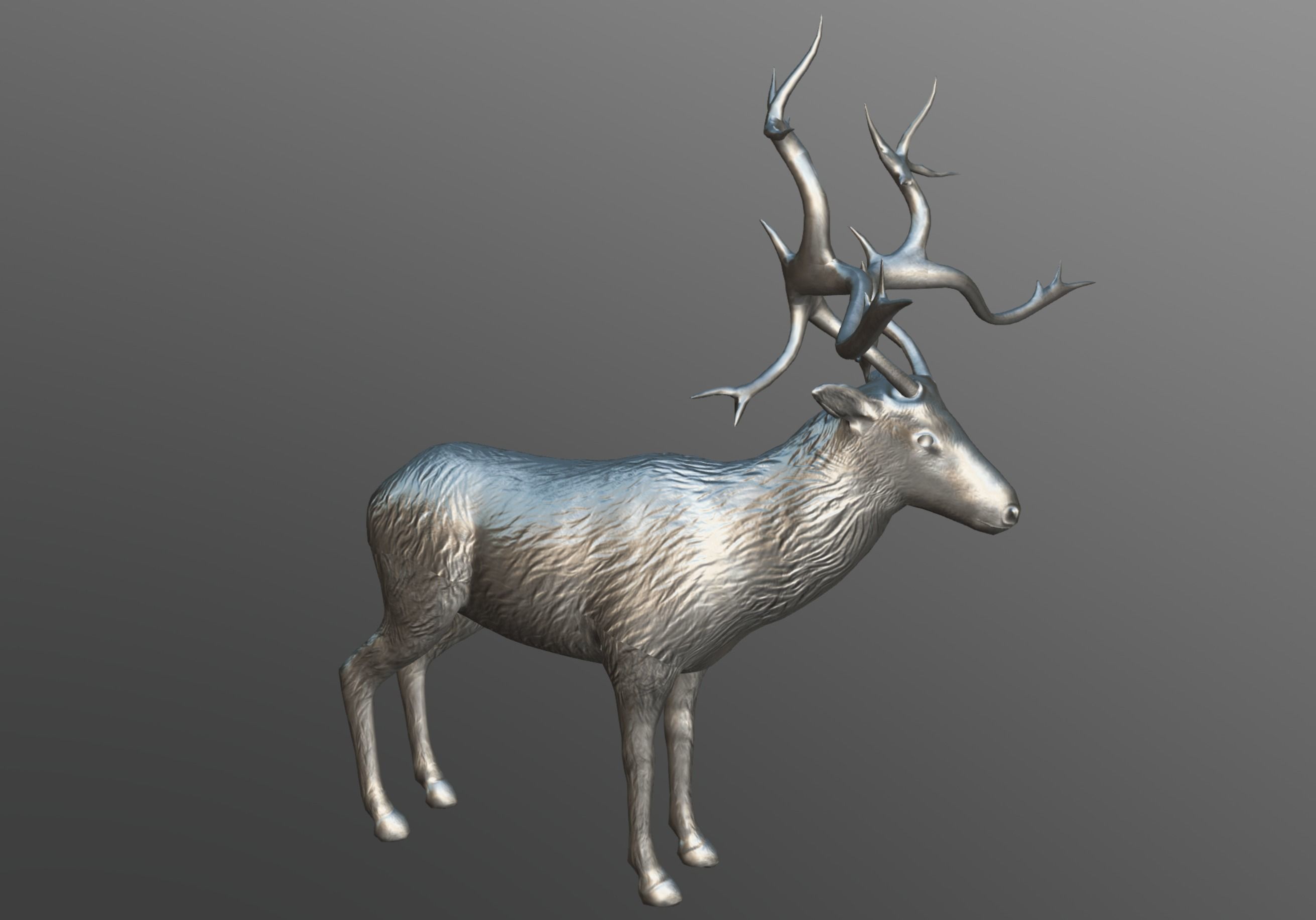 Deer Bronze Statue Low-poly 3D model_7