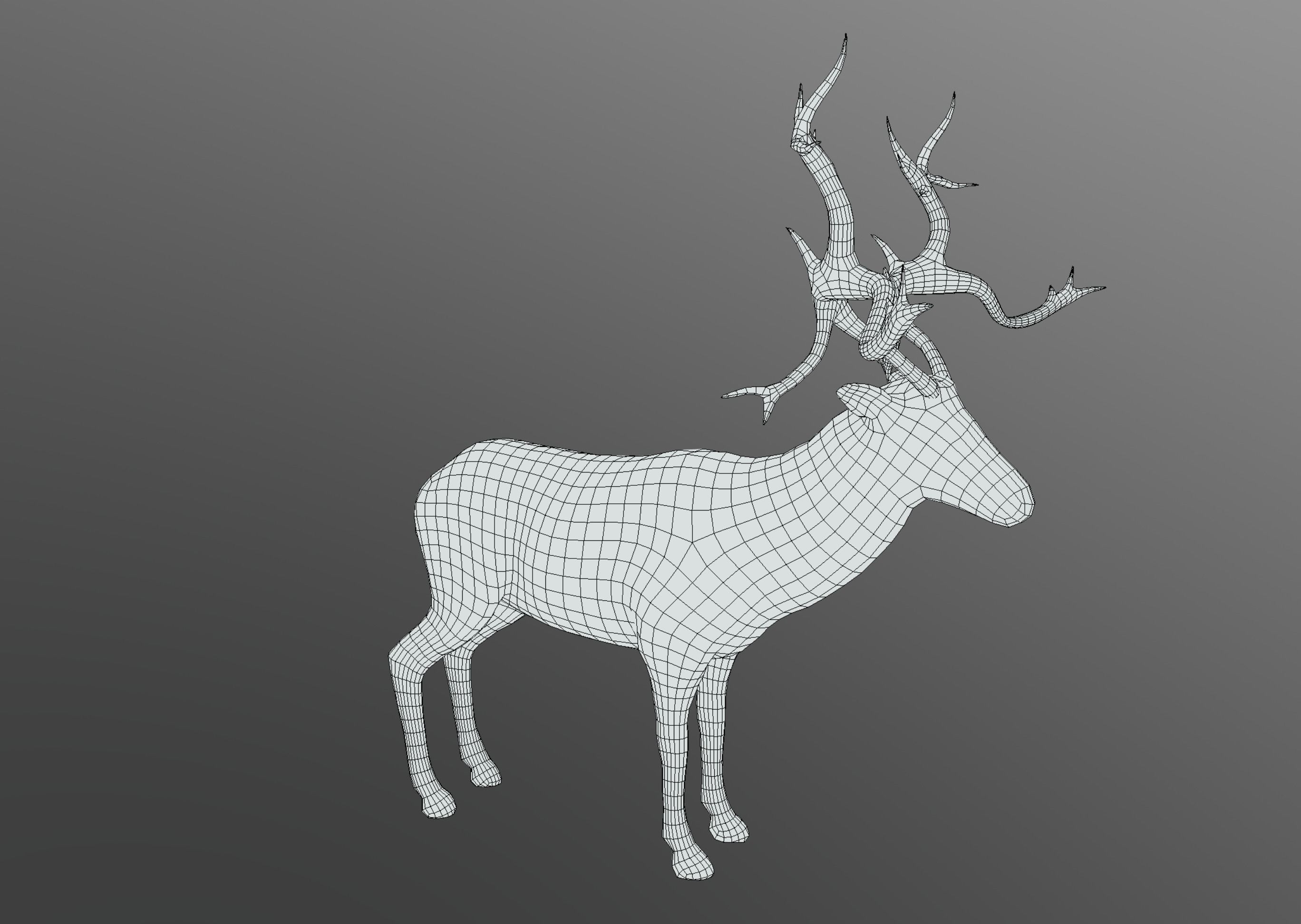 Deer Bronze Statue Low-poly 3D model_6