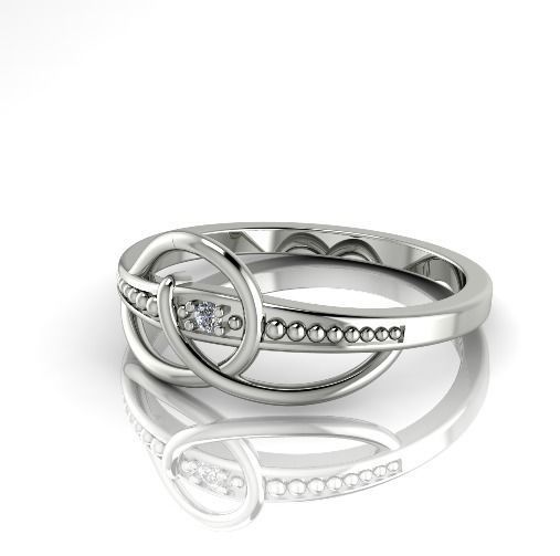 Ring with one stone Model 2742 3D print model_1