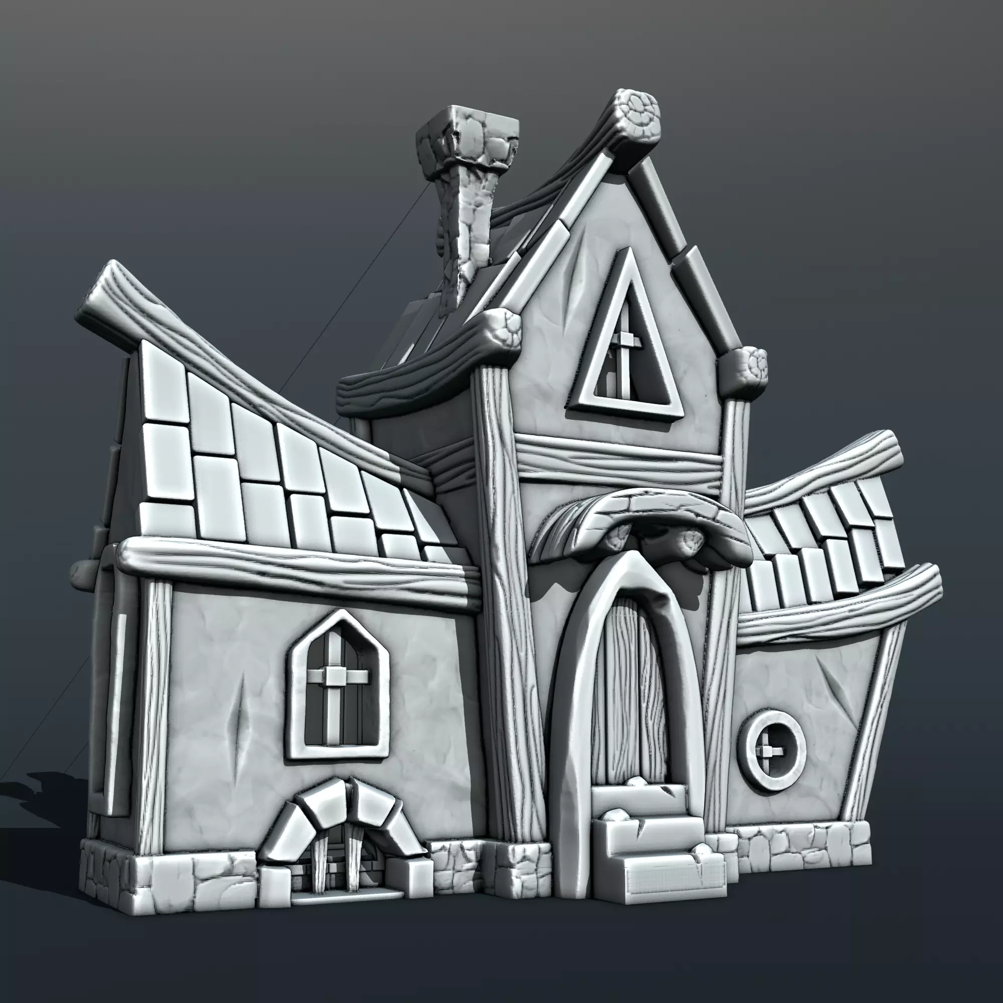 medieval house 3D print model_0