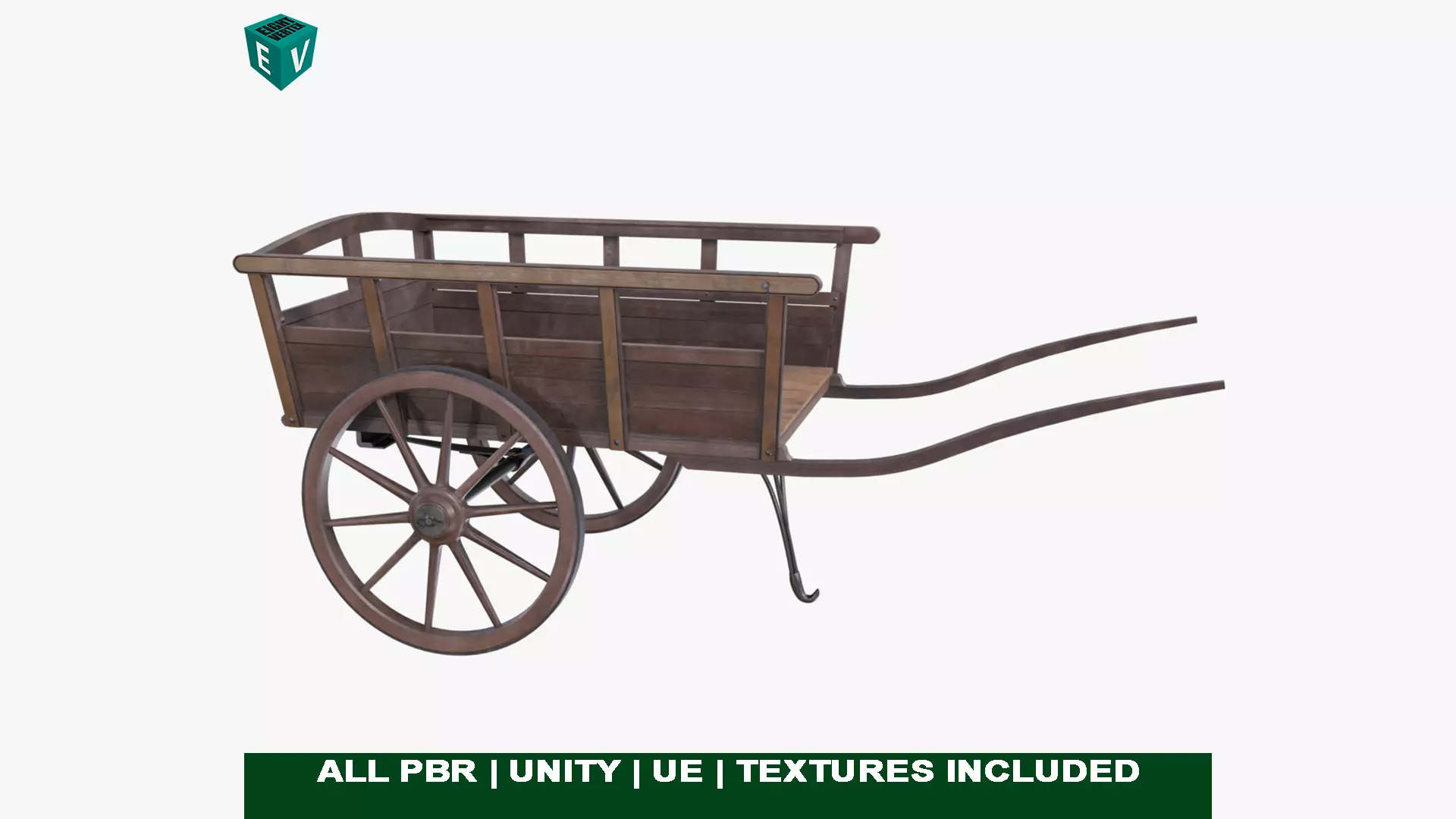 Red Wooden Cart 11 All PBR Unity UE Textures Included Low-poly 3D model_0