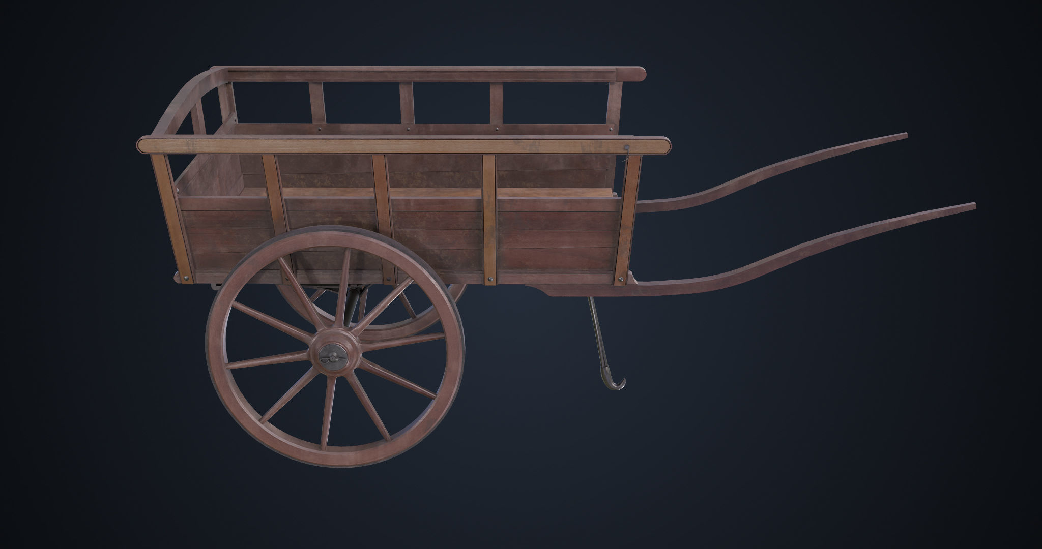 Red Wooden Cart 11 All PBR Unity UE Textures Included Low-poly 3D model_1
