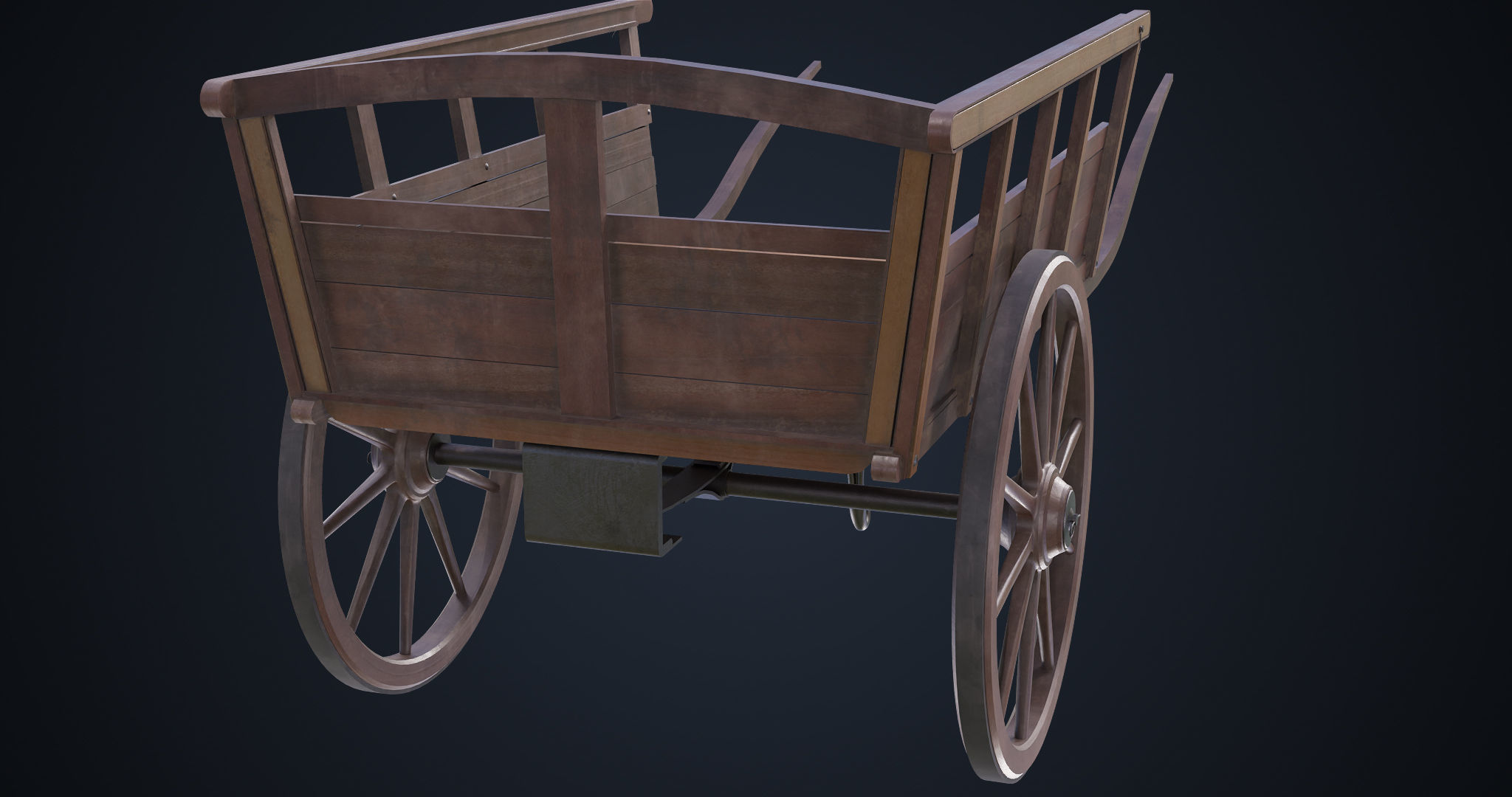 Red Wooden Cart 11 All PBR Unity UE Textures Included Low-poly 3D model_15