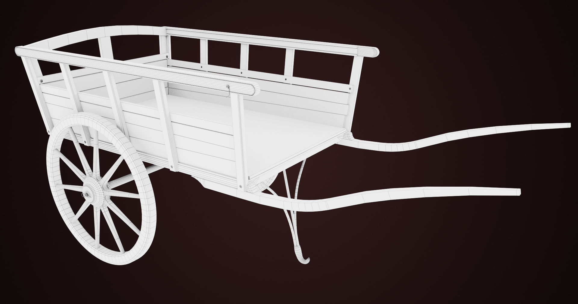 Red Wooden Cart 11 All PBR Unity UE Textures Included Low-poly 3D model_17