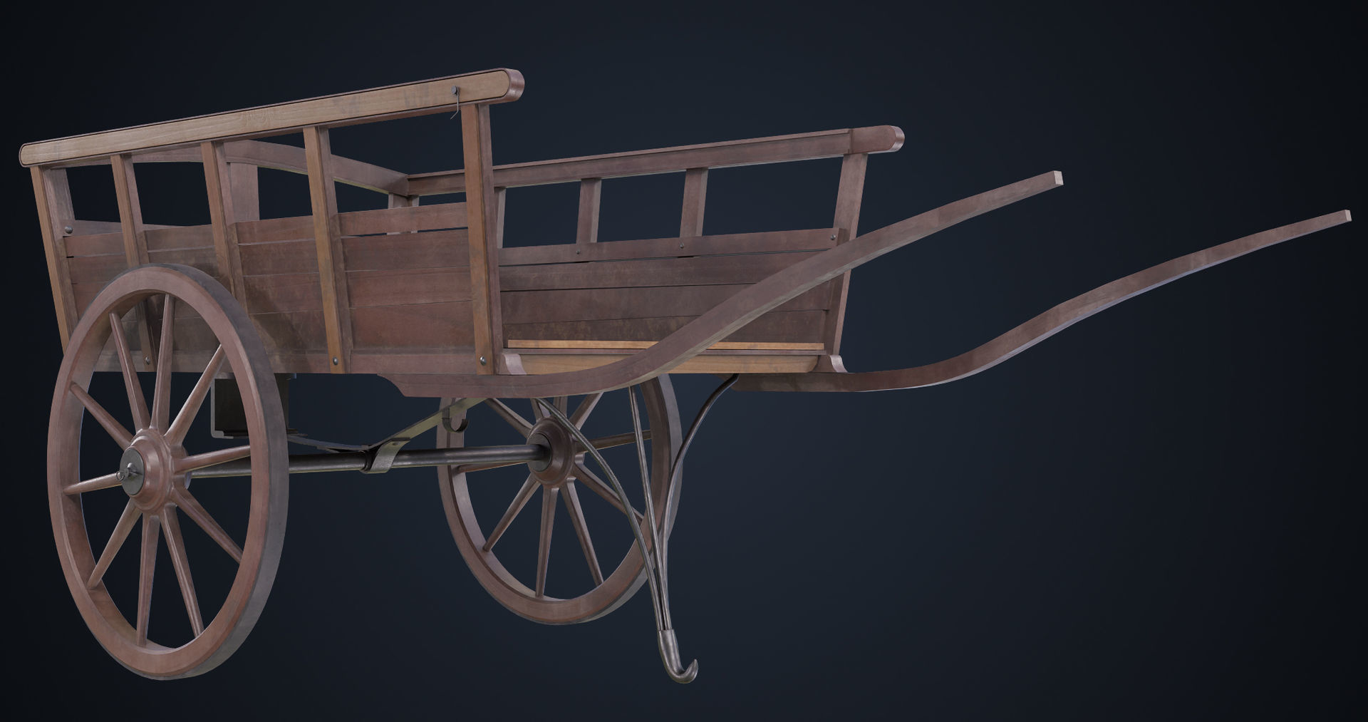 Red Wooden Cart 11 All PBR Unity UE Textures Included Low-poly 3D model_9