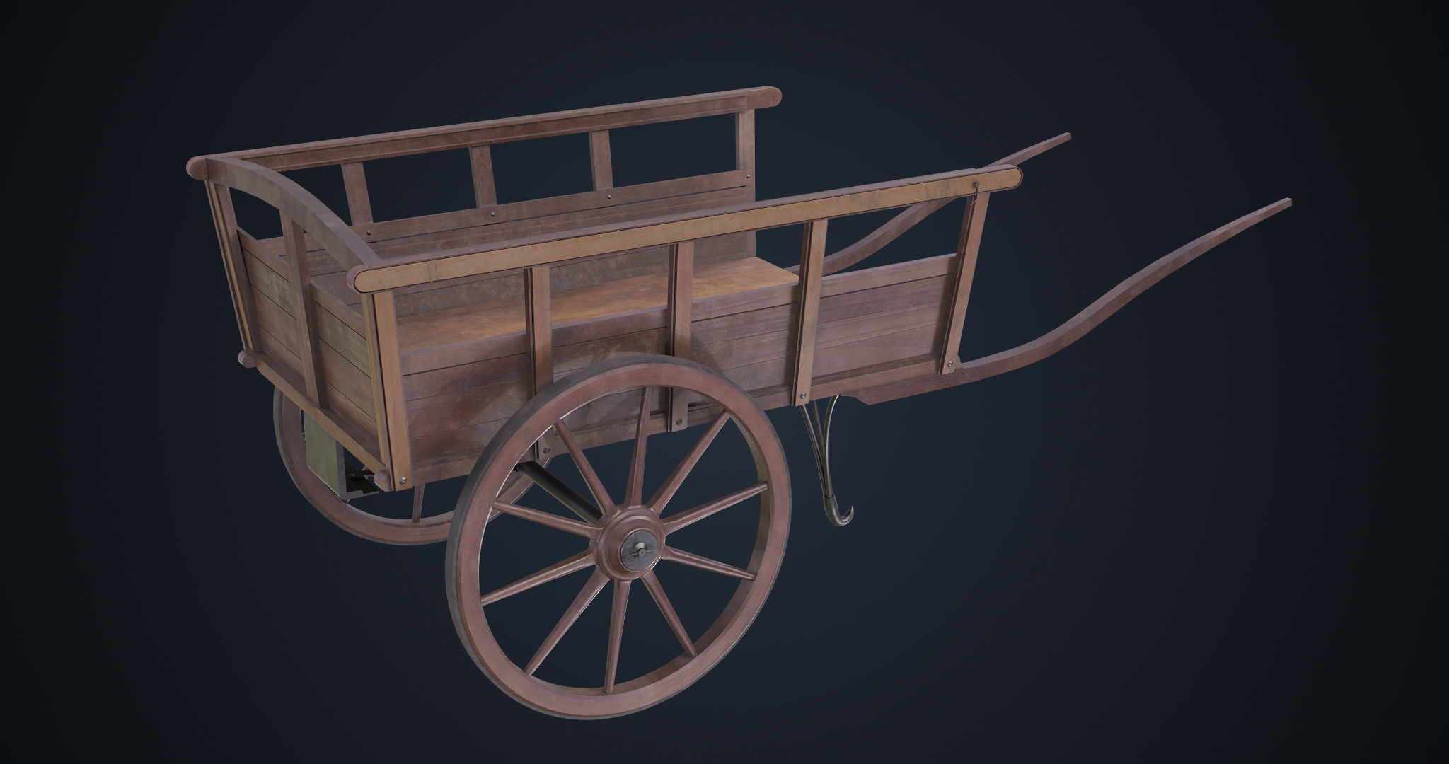 Red Wooden Cart 11 All PBR Unity UE Textures Included Low-poly 3D model_2