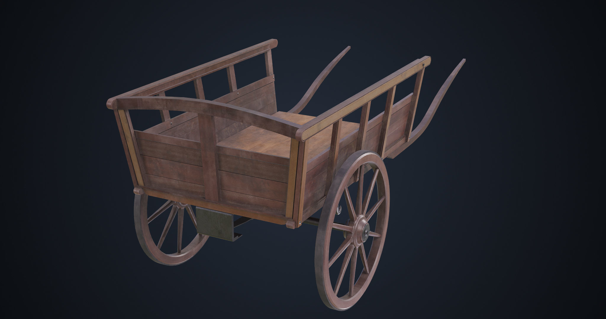 Red Wooden Cart 11 All PBR Unity UE Textures Included Low-poly 3D model_3
