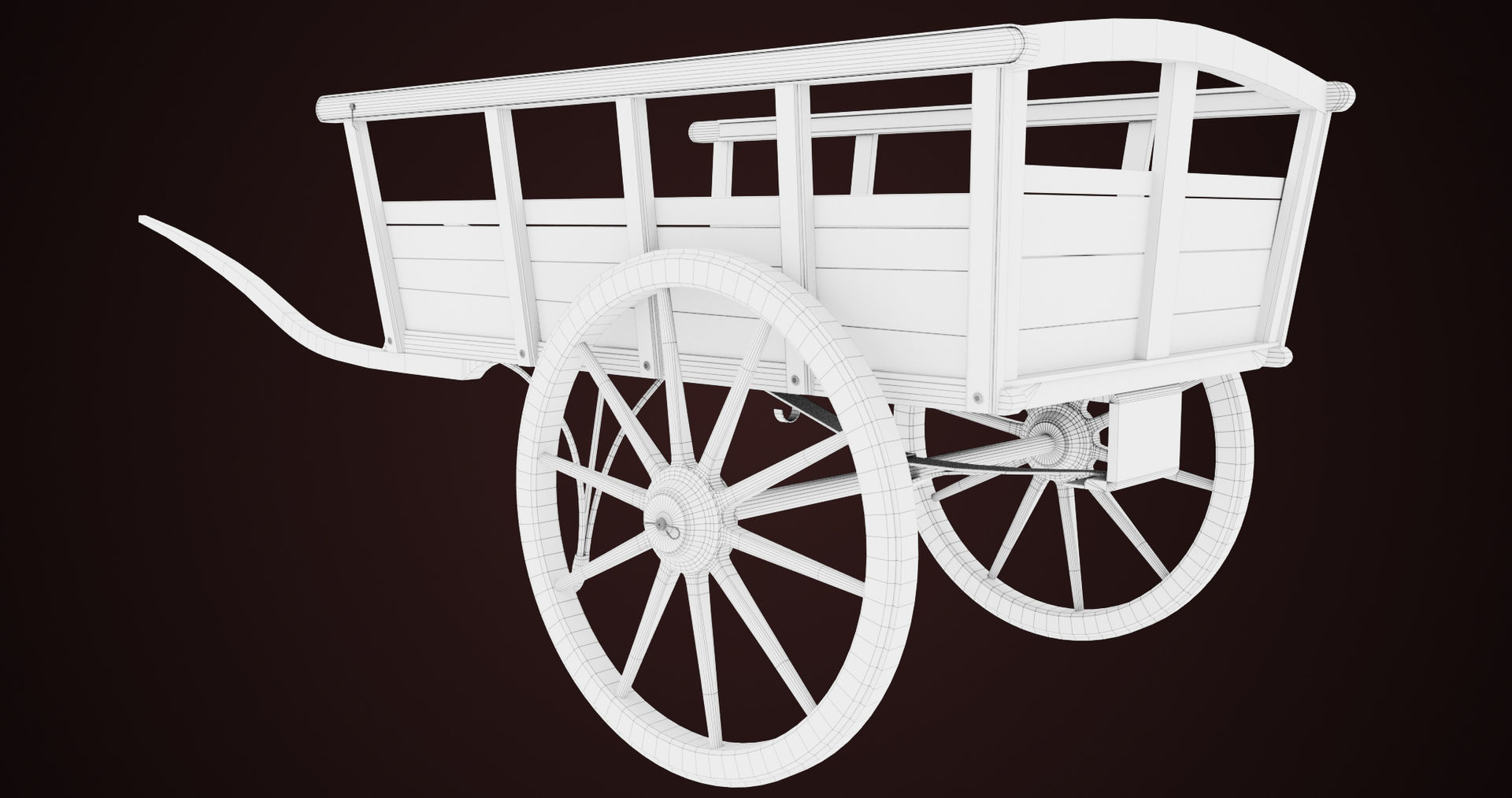 Red Wooden Cart 11 All PBR Unity UE Textures Included Low-poly 3D model_20