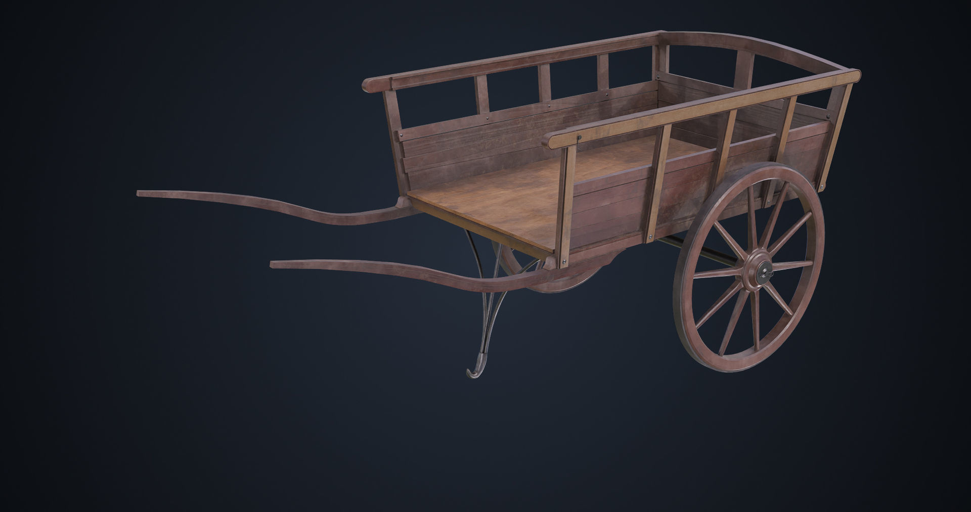 Red Wooden Cart 11 All PBR Unity UE Textures Included Low-poly 3D model_4