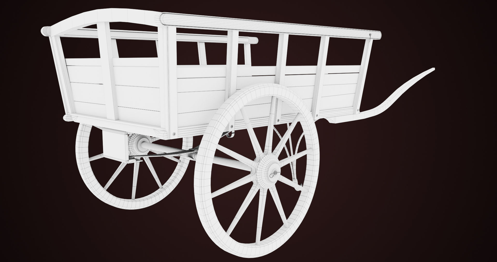 Red Wooden Cart 11 All PBR Unity UE Textures Included Low-poly 3D model_18