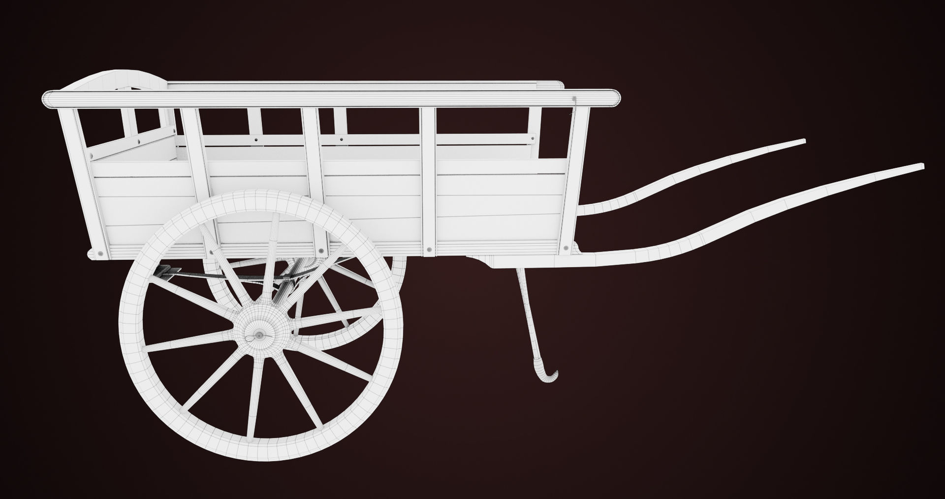 Red Wooden Cart 11 All PBR Unity UE Textures Included Low-poly 3D model_22