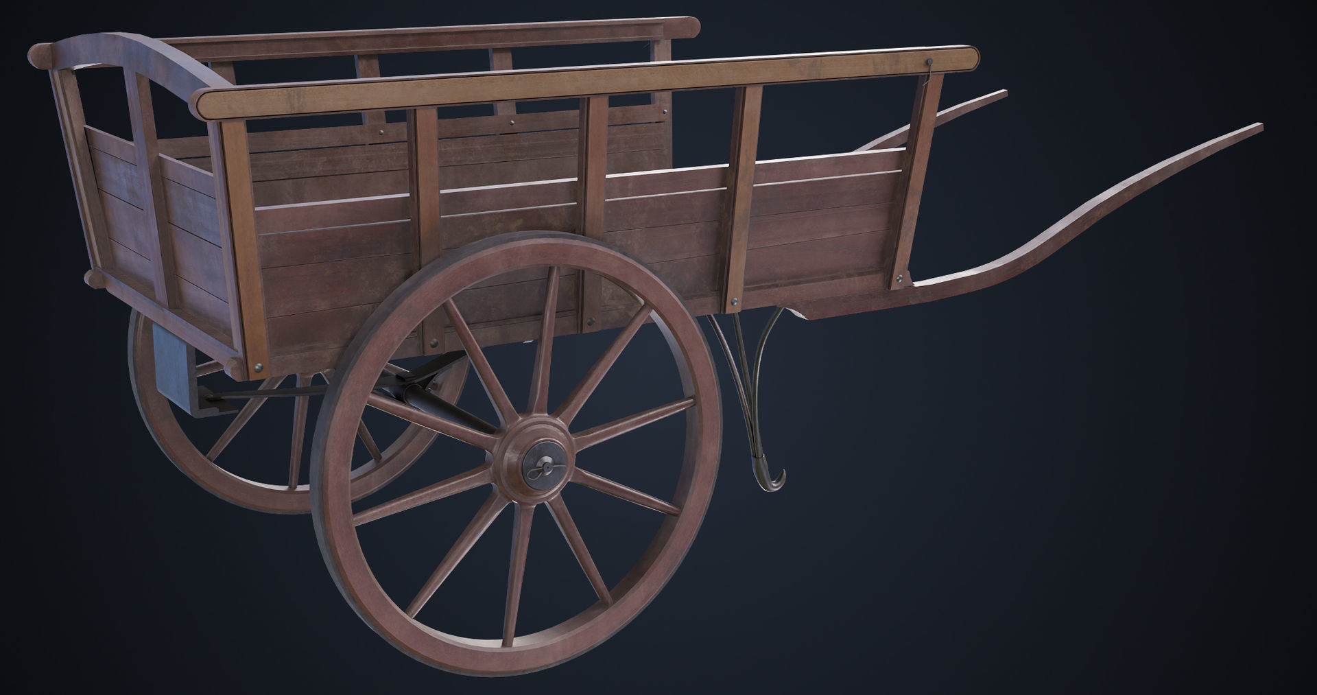 Red Wooden Cart 11 All PBR Unity UE Textures Included Low-poly 3D model_10