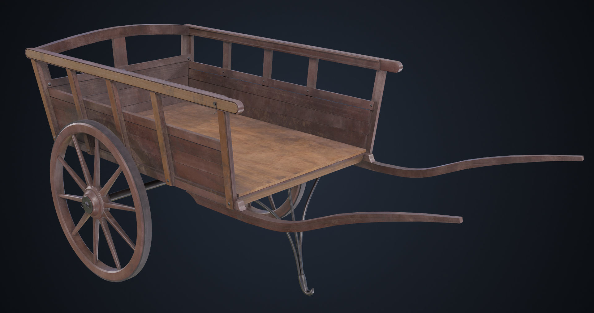 Red Wooden Cart 11 All PBR Unity UE Textures Included Low-poly 3D model_7