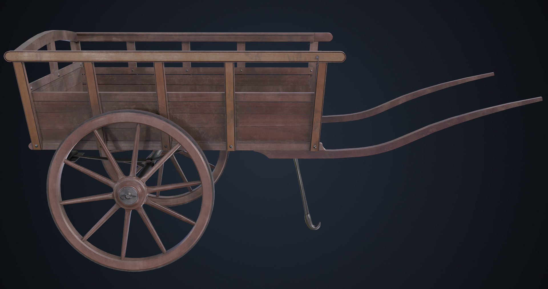 Red Wooden Cart 11 All PBR Unity UE Textures Included Low-poly 3D model_5