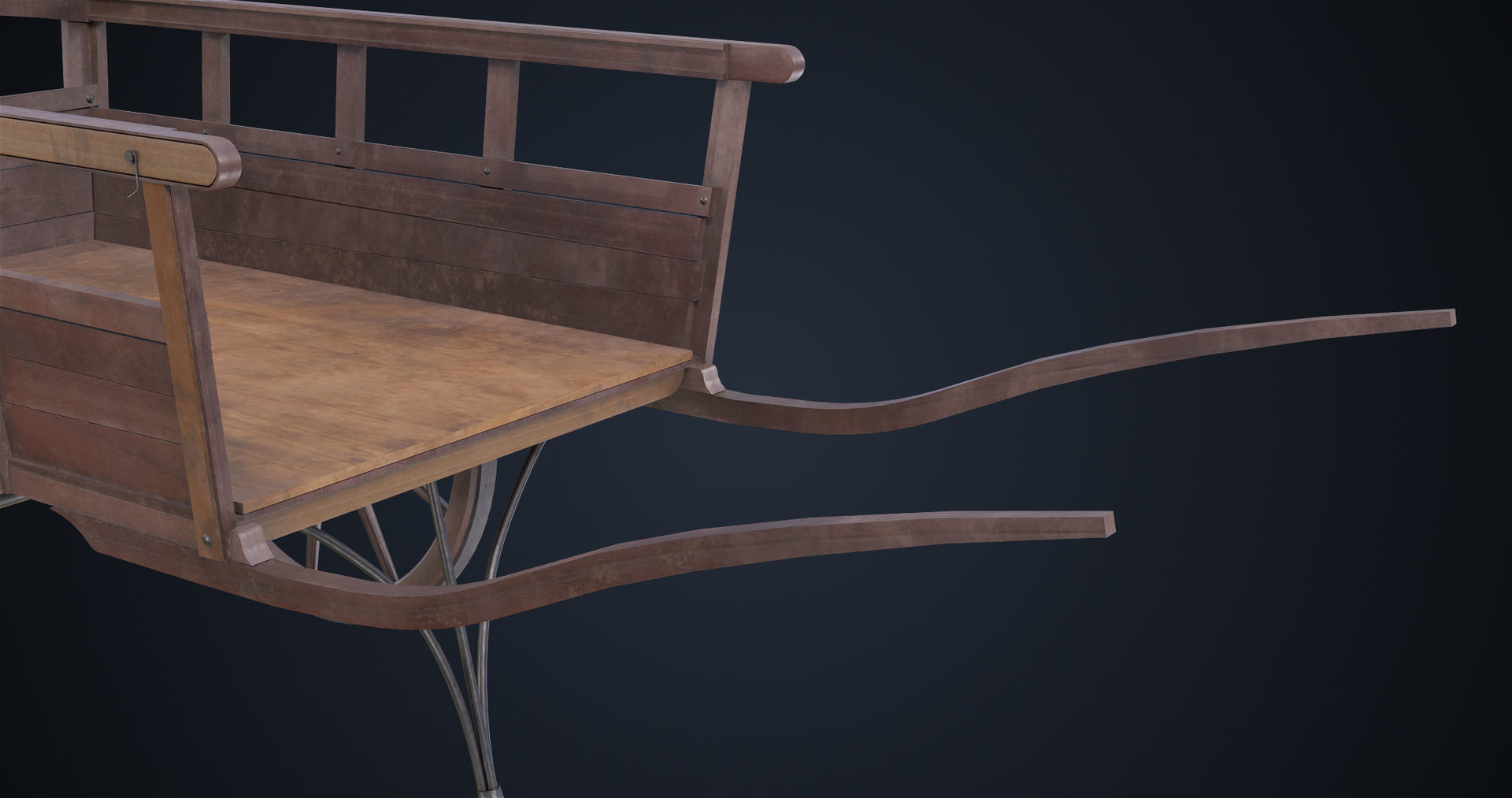 Red Wooden Cart 11 All PBR Unity UE Textures Included Low-poly 3D model_12