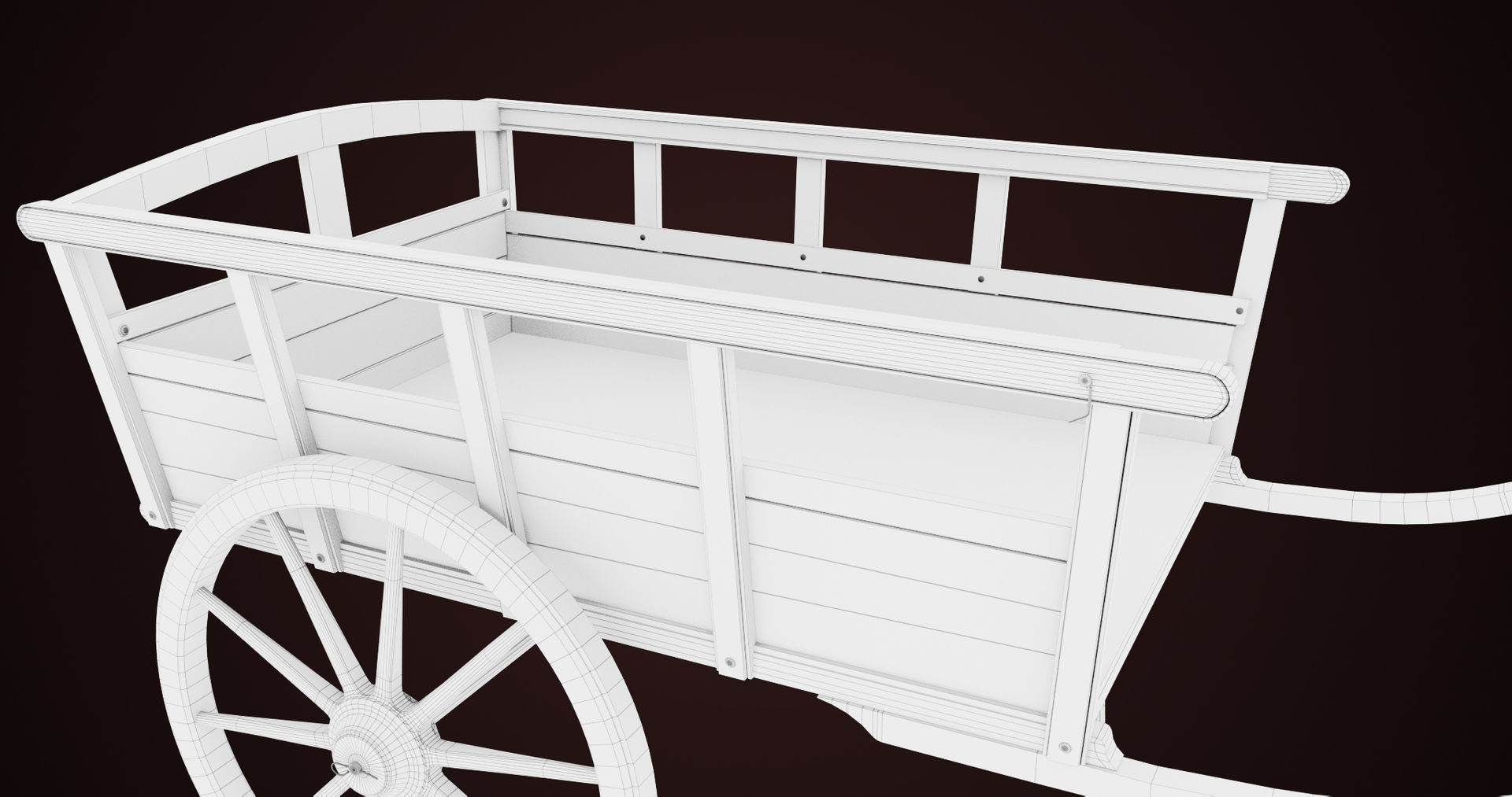 Red Wooden Cart 11 All PBR Unity UE Textures Included Low-poly 3D model_25