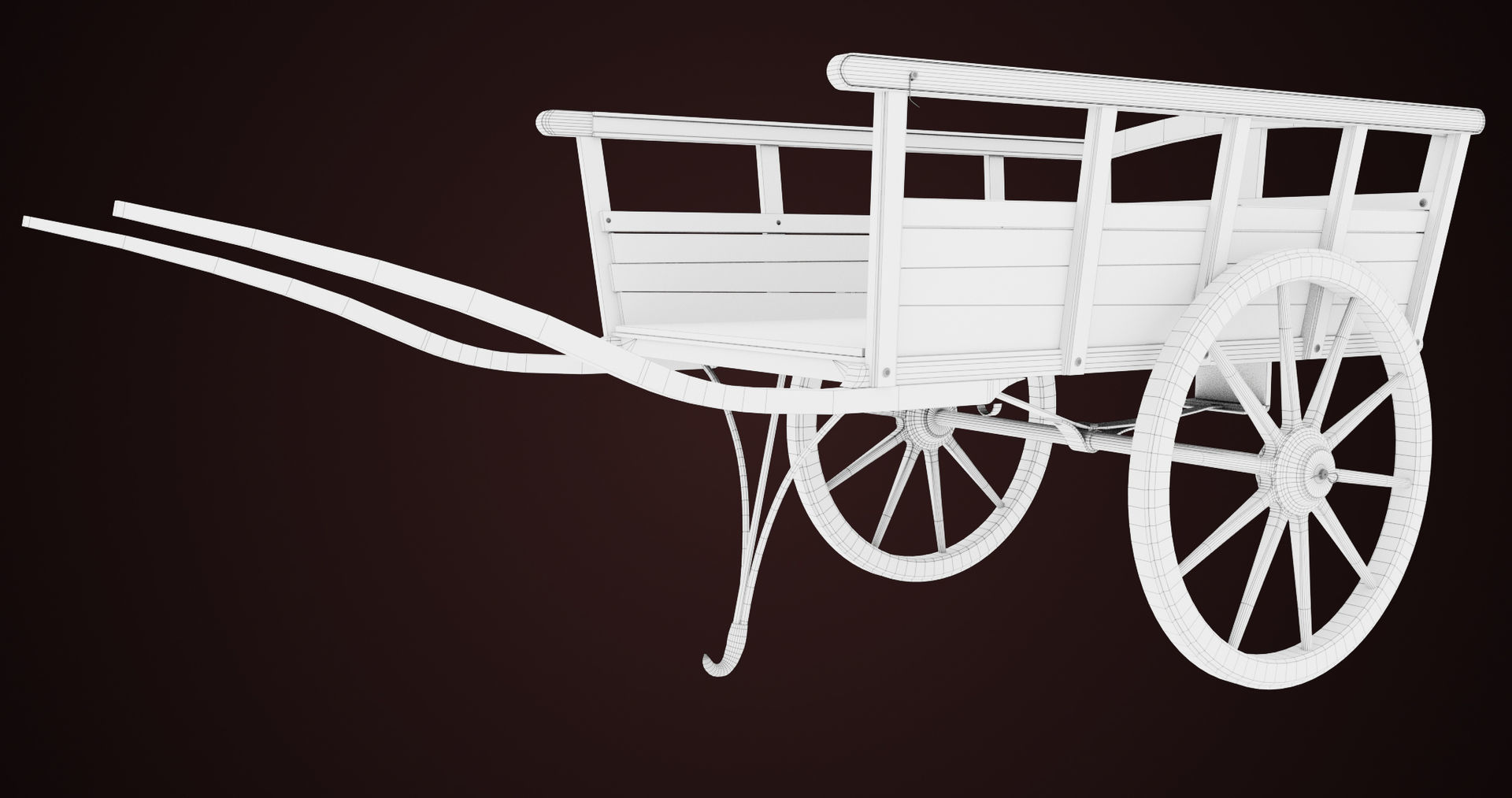 Red Wooden Cart 11 All PBR Unity UE Textures Included Low-poly 3D model_24