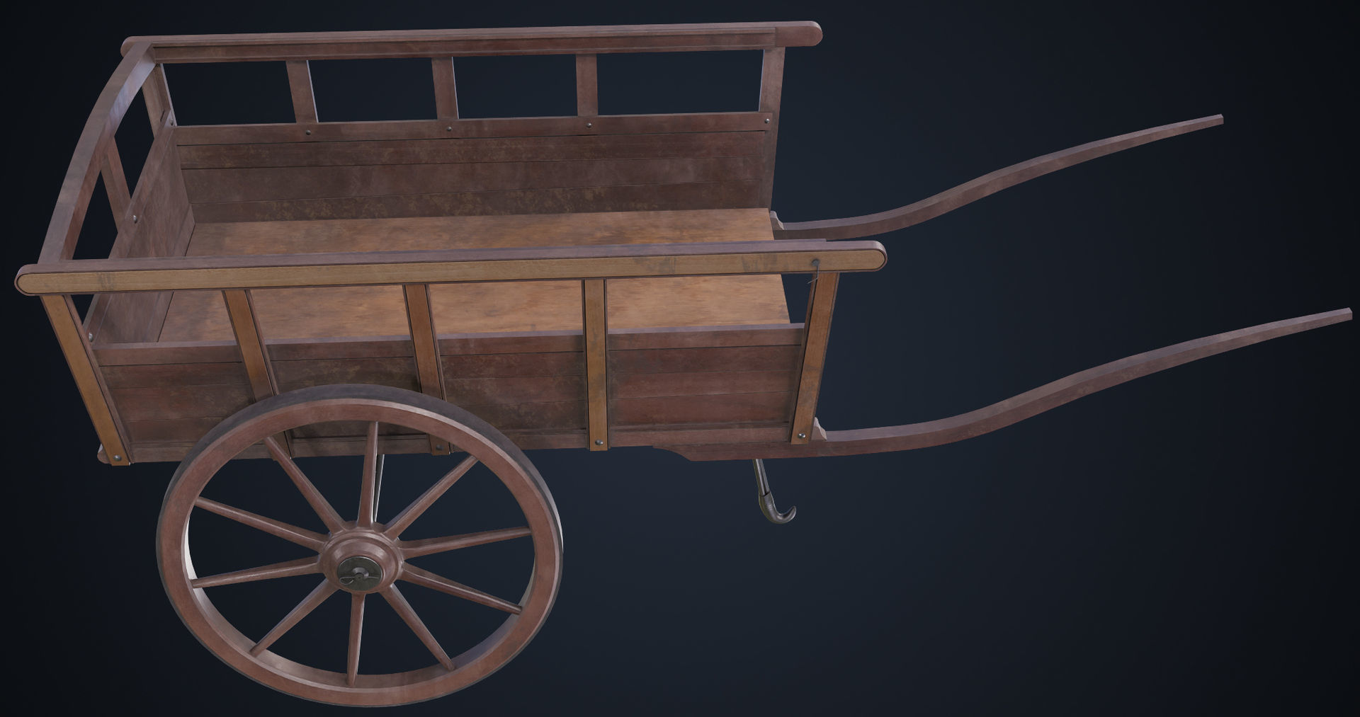 Red Wooden Cart 11 All PBR Unity UE Textures Included Low-poly 3D model_16