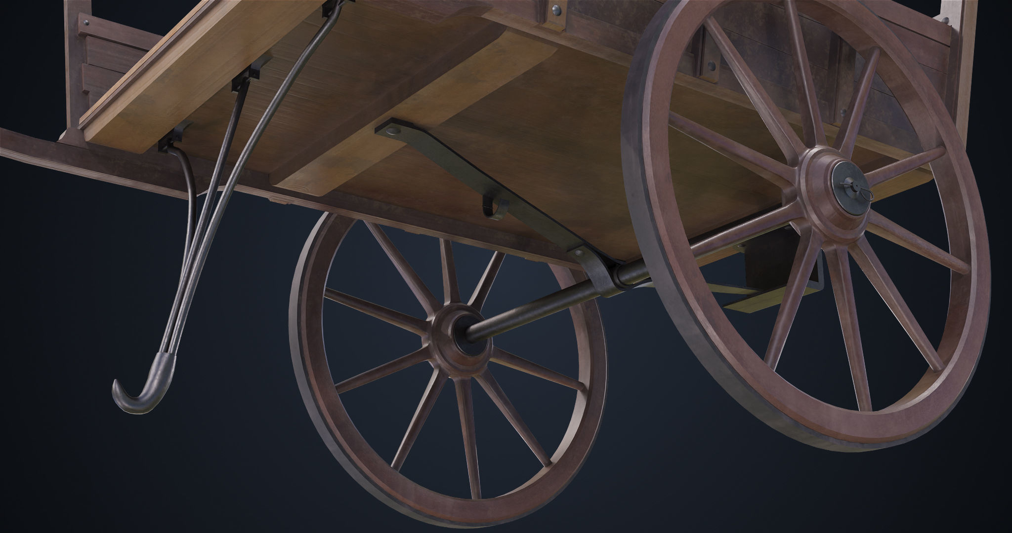 Red Wooden Cart 11 All PBR Unity UE Textures Included Low-poly 3D model_11